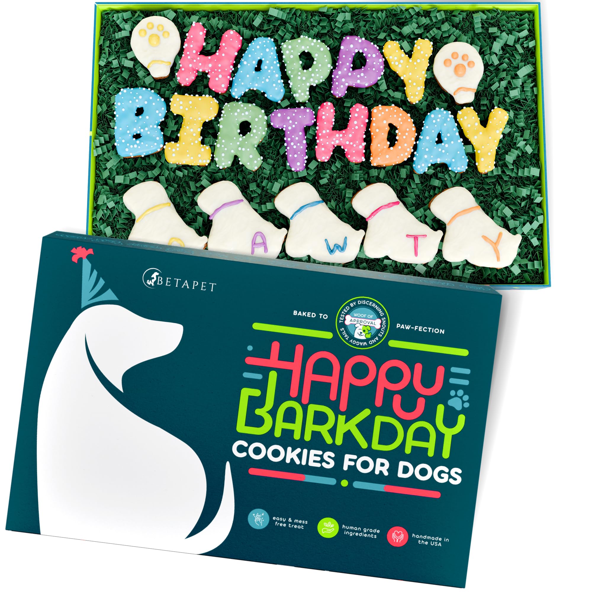 Dog Birthday Cookies - Treats for Dogs at Any Age - Made With Human-Grade Ingredients - Happy Bday Cookies for Boy or Girl Puppy