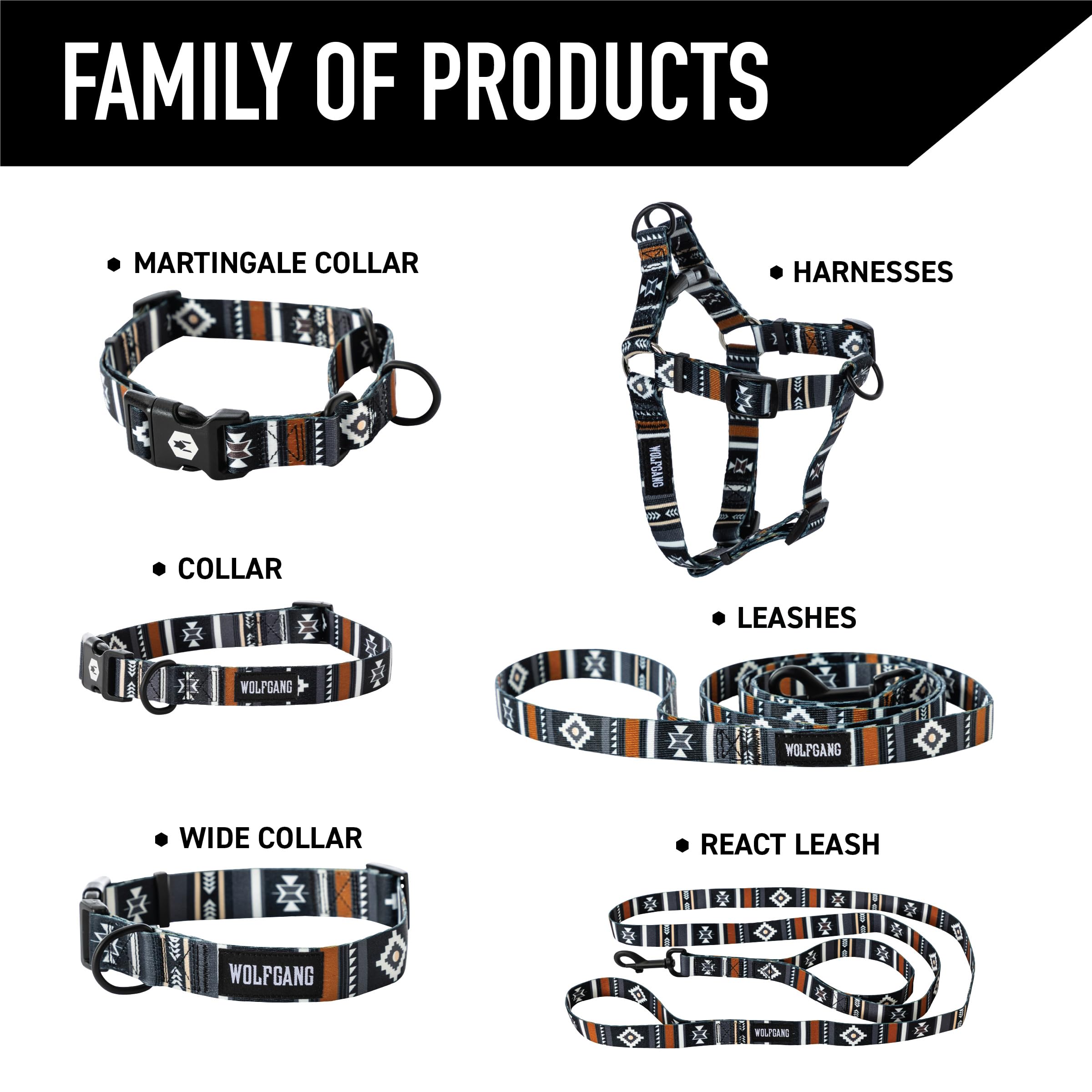 Wolfgang Heavy Duty Adjustable Dog Harness, Pull-Tested to Over 800 lbs for Walking & Training, NewMoon Print, Medium