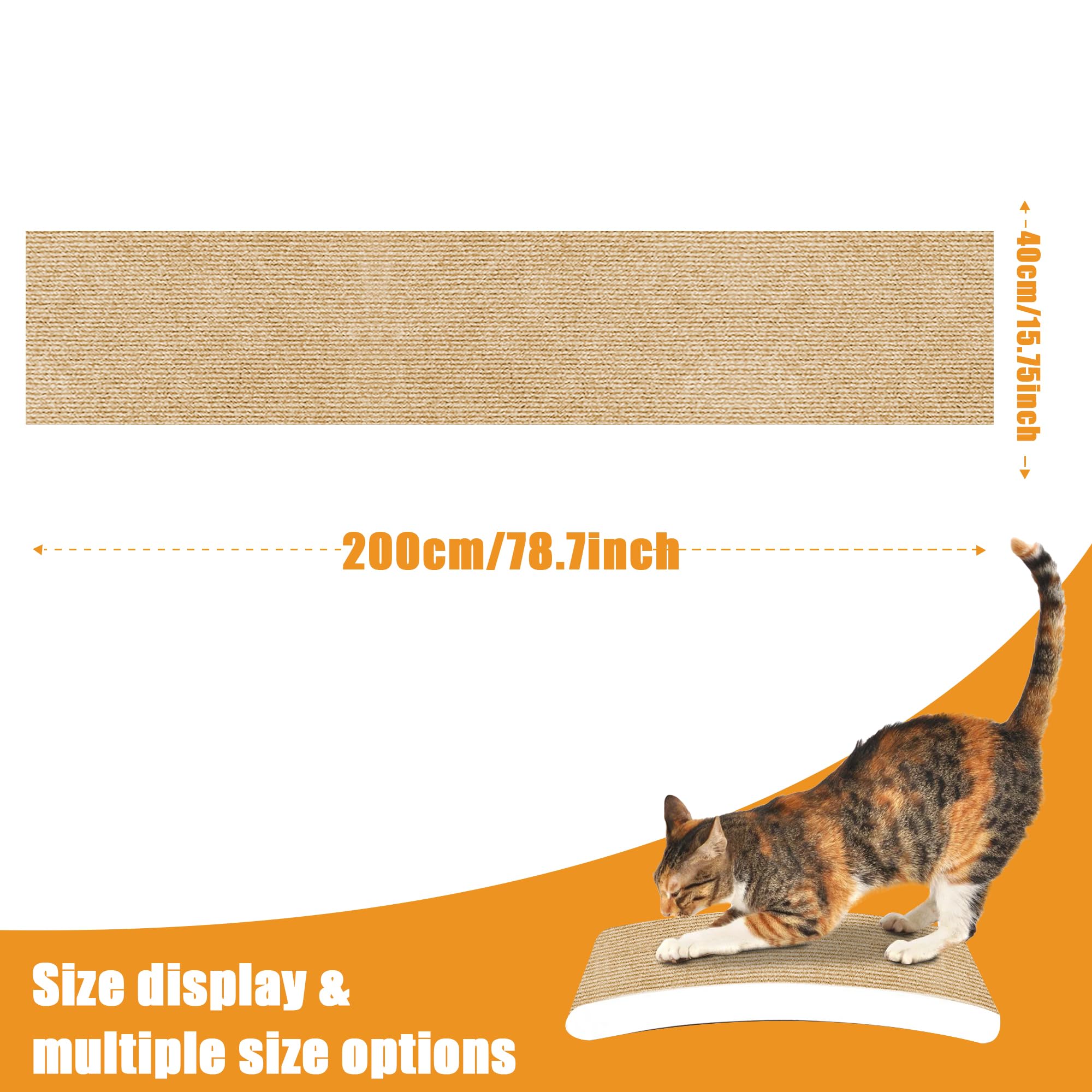 Cat Scratching Mat Self-Adhesive, Trimmable Furniture Protector For Couch, Sofa, Wall & Cat Trees - Durable Scratch Pad With Nan
