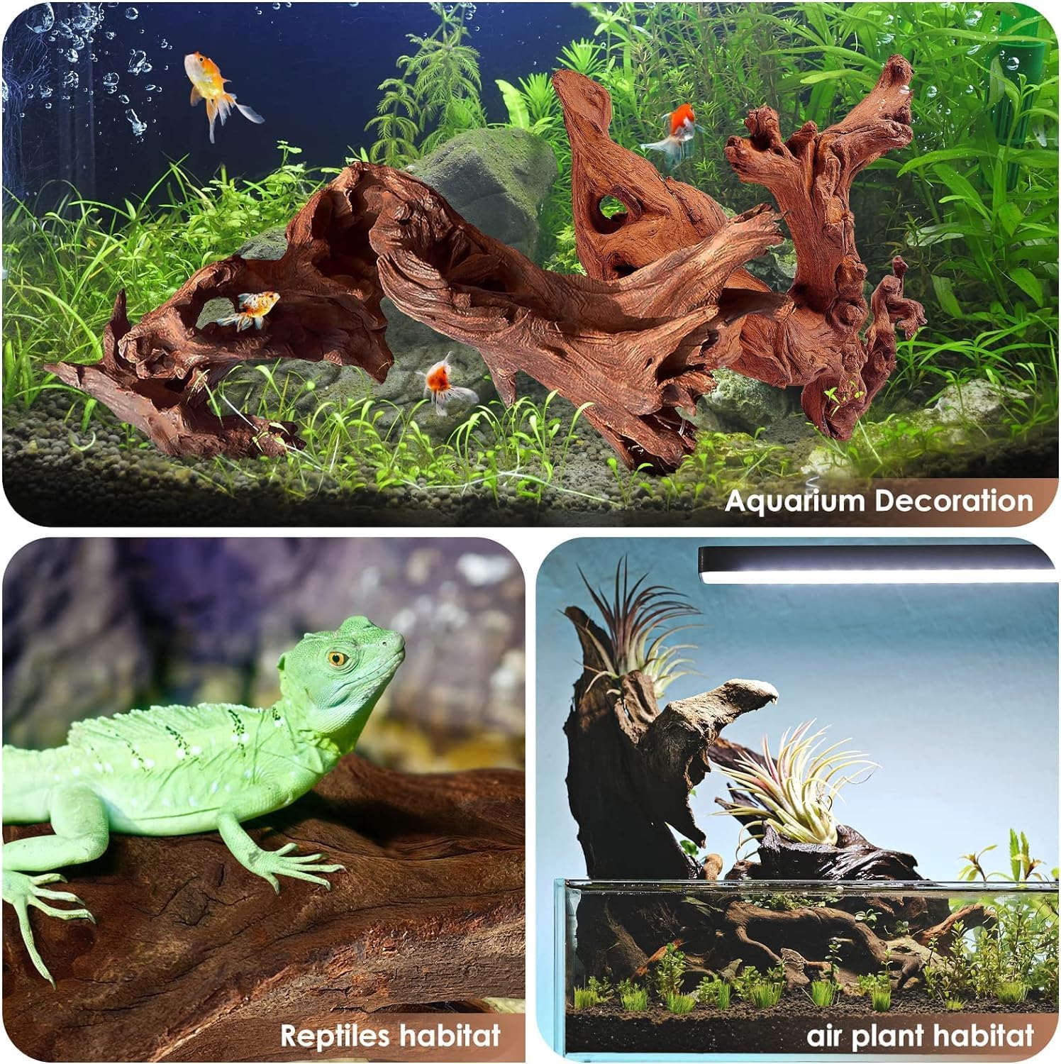 Jorewood Natural Large Aquarium Driftwood for Fish Tanks & Reptile Terrariums - Safe Fish Tank Decorations, Unique Twisted Branc