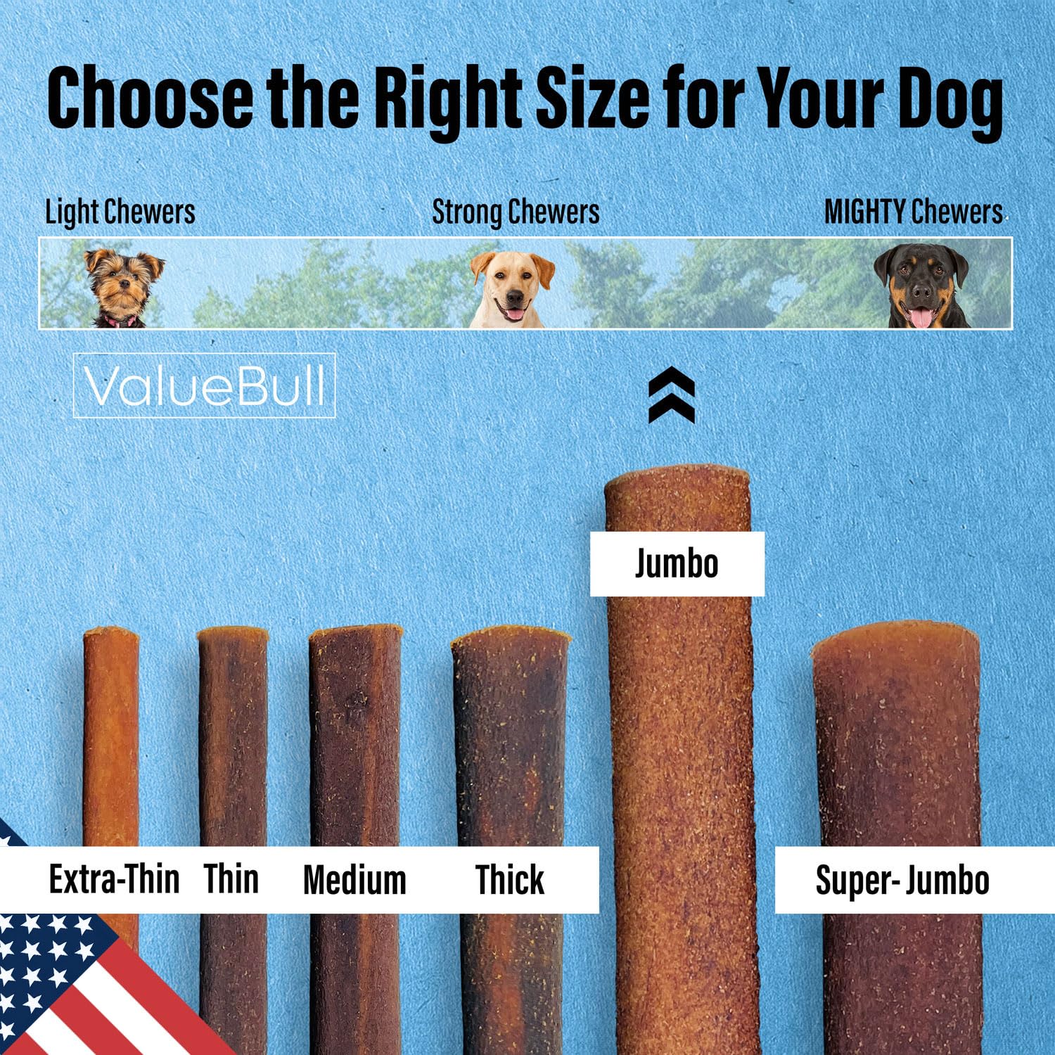 ValueBull USA Collagen Sticks for Dogs, 6 Inch Jumbo Chews, Natural Long-Lasting Dog Treats, 100 Count Bulk Pack - Promotes Join