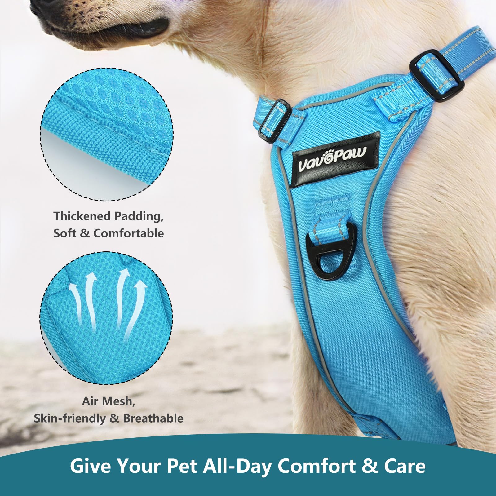 Vavopaw Dog Seat Belt Harness For Car, Dog Car Harness Adjustable Mesh Breathable & Dogs Seatbelt Safety Tether With Elastic Bun