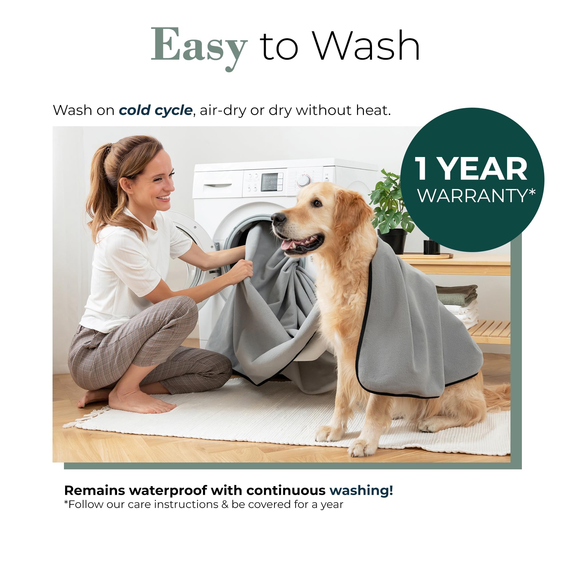 Waterproof Blanket - Multipurpose Blanket for Dogs, Pets or Kids - Soft Reversible Furniture Protector for Bed, Couch, or Dog Cr