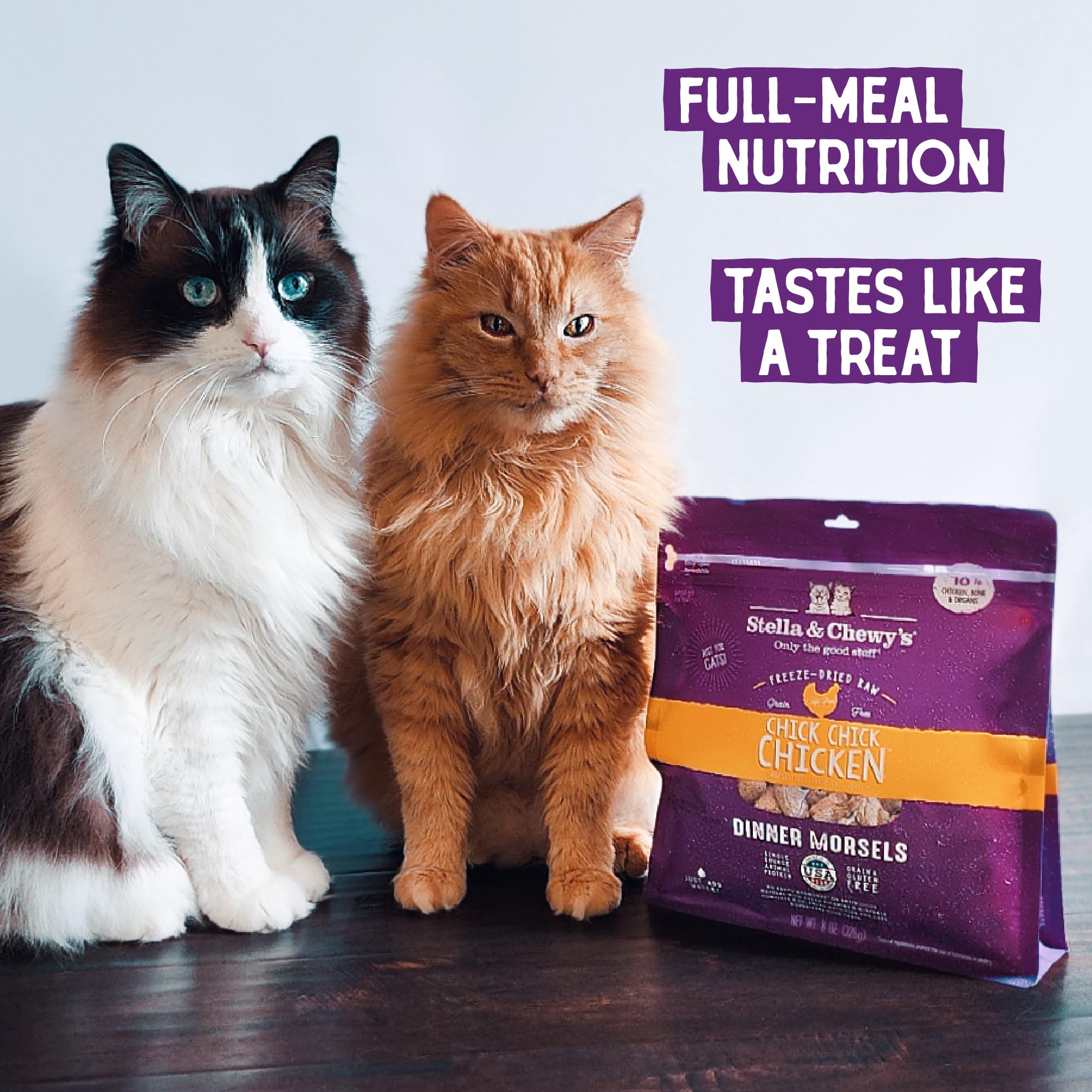 Stella & Chewys Freeze-Dried Raw Cat Dinner Morsels - Grain Free, Protein Rich Cat & Kitten Food - Chick Chick Chicken Recipe -