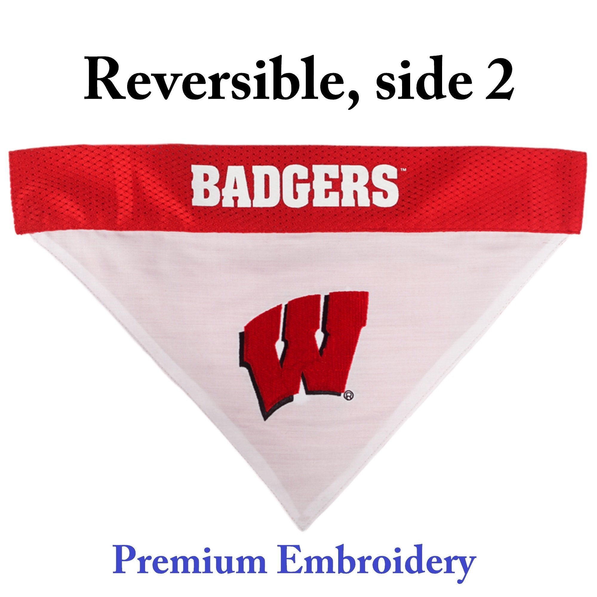 Pets First Collegiate Pet Accessories, Reversible Bandana, Wisconsin Badgers, Large/X-Large