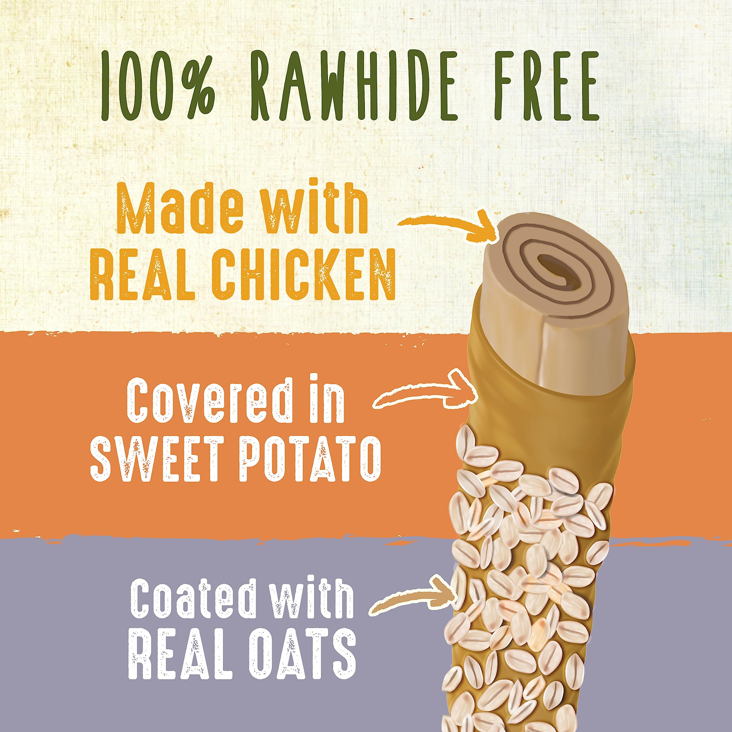 Cadet Smart Hide Rawhide Free Dog Treats - Oat Coated, 2 Count