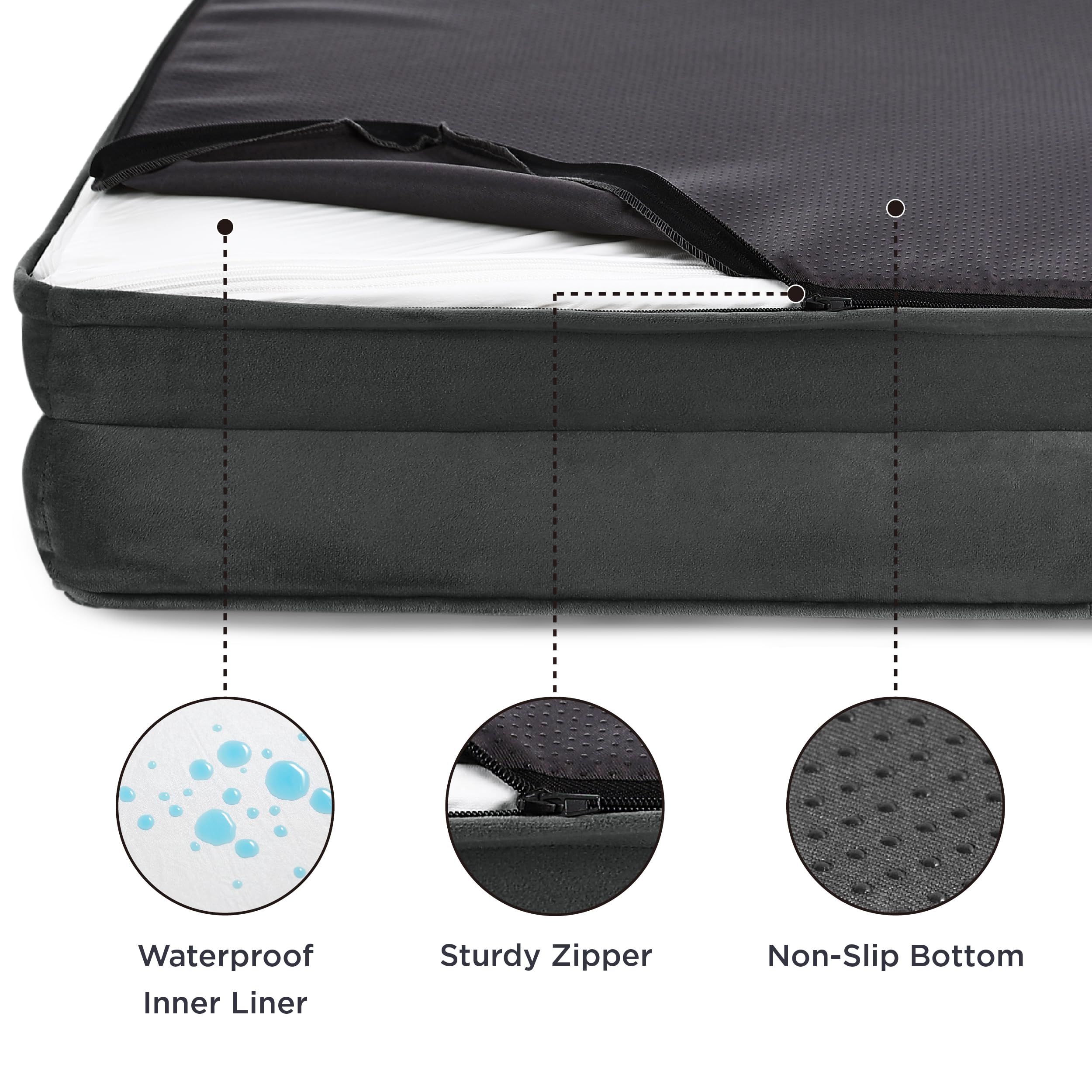 Bedsure XXL Orthopedic Dog Bed for Giant Dogs, Washable Foam Couch, 53"x42"x8", Dark Grey