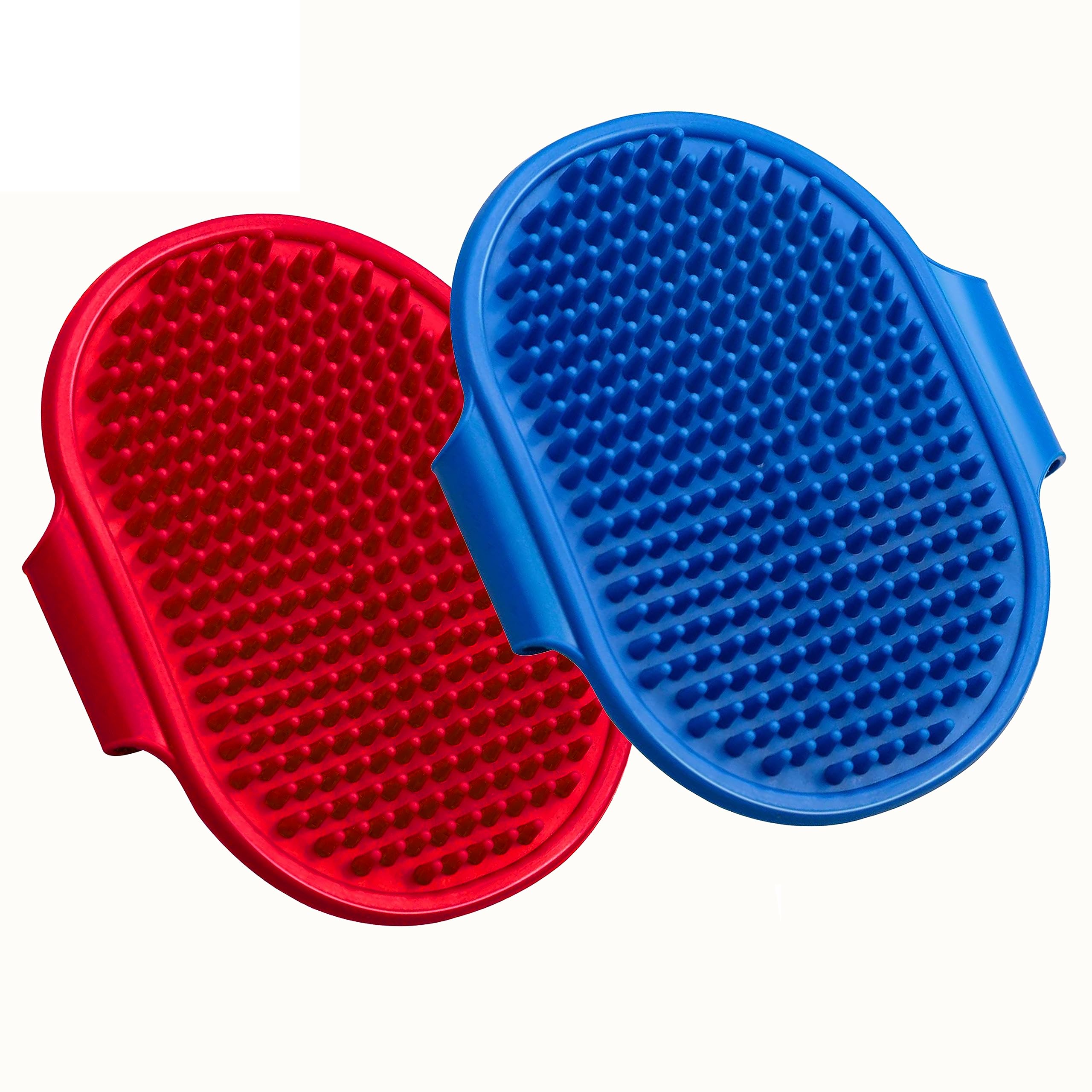 Pethood Dog Bath Washing Grooming Bathing Deshedding Hair Brush For Dogs (Color Blue & Red) (Pack Of 2) (Double)