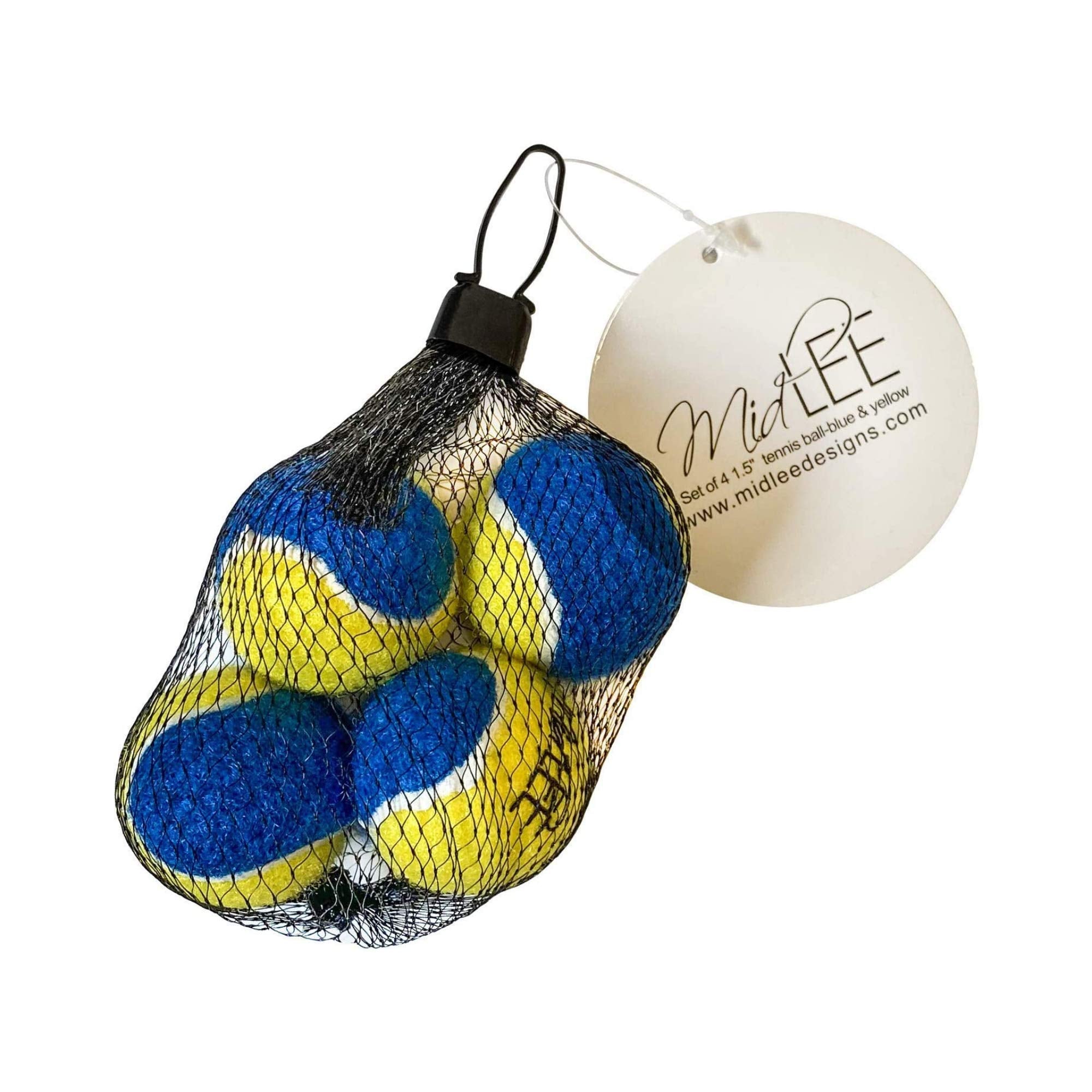 Midlee Mini Dog Tennis Balls - Blue/Yellow- Pack Of 4