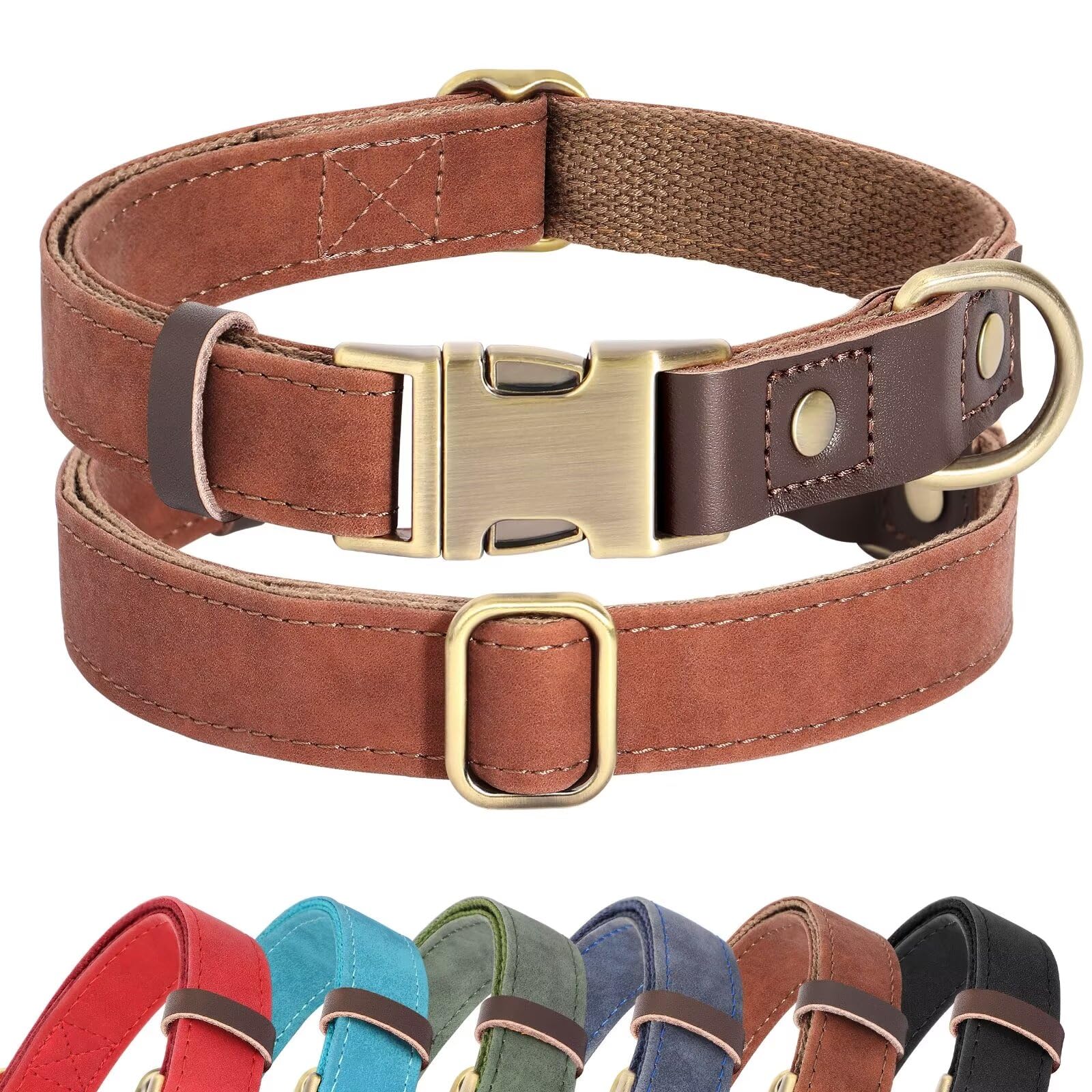 Didog Soft Padded Leather Dog Collars For Small Dogs, Classic Heavy Duty Dog Collar Adjustable With Quick Release Metal Buckle,B