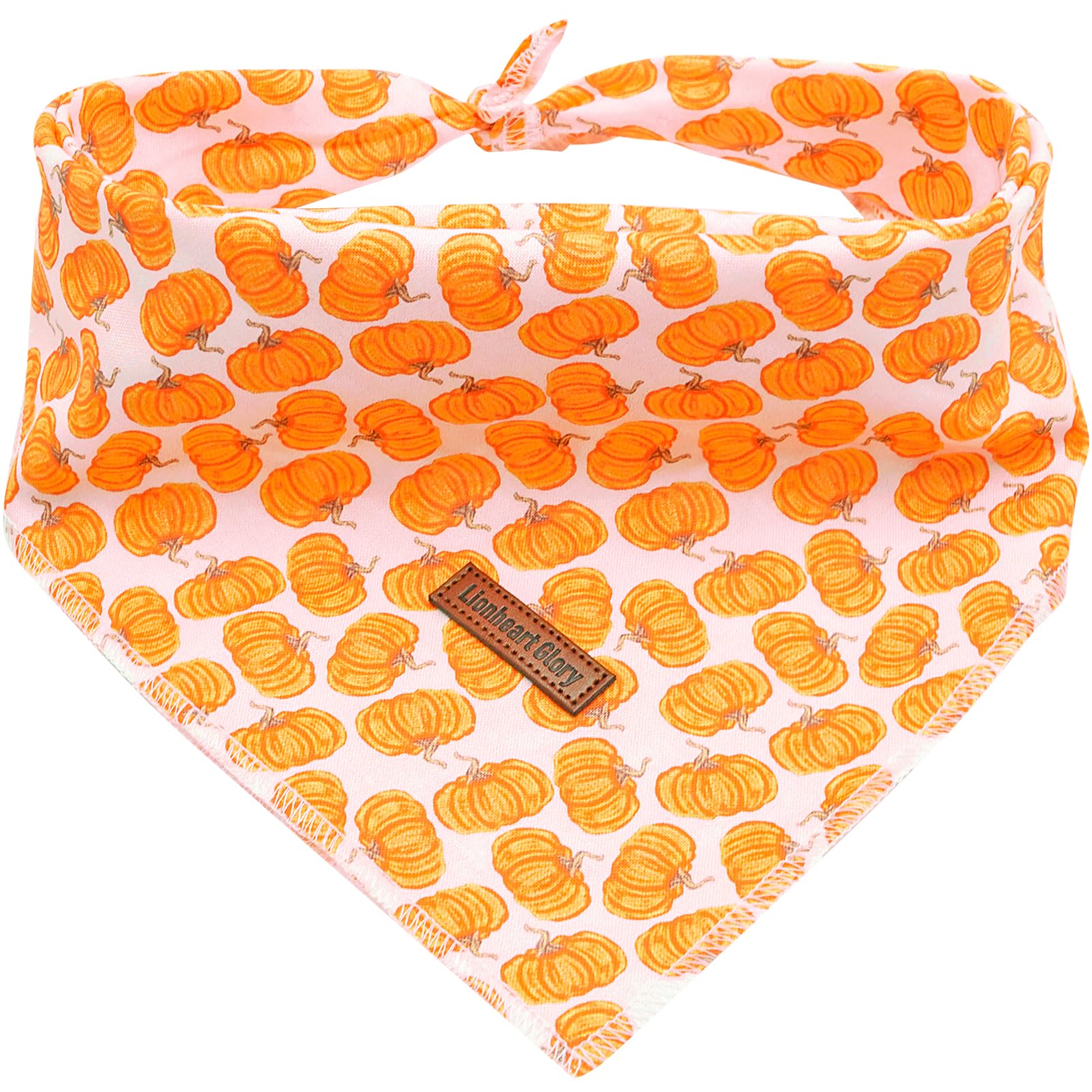Lionheart Glory Fall Square Dog Scarf - Adjustable, Washable Soft Bandana For Medium Large Dogs (Halloween Pumpkin Theme, 1 Pack