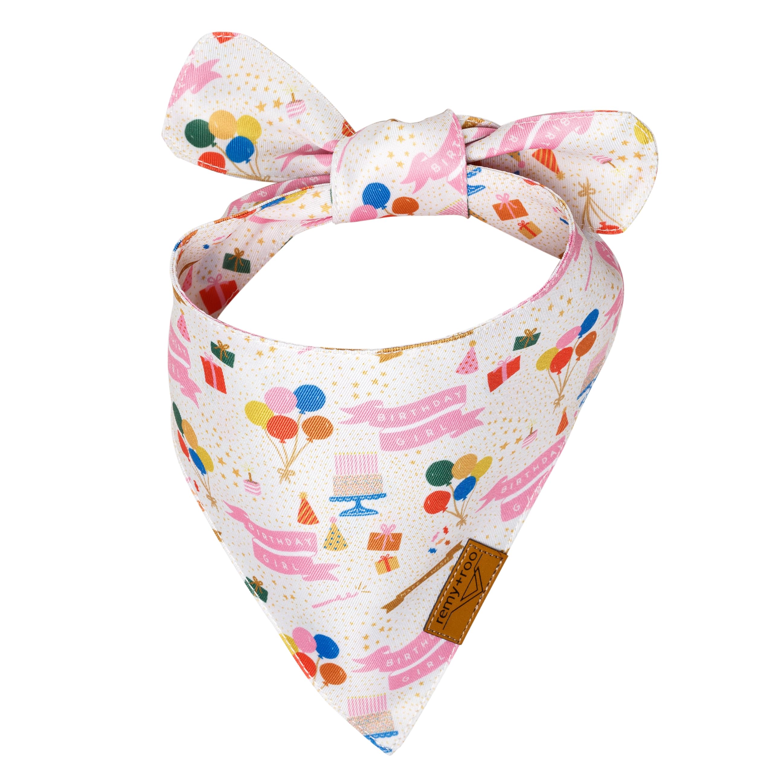 Remy+Roo Small Dog Bandanas - 2 Pack Birthday Set | Premium Durable Adjustable Polyester Fabric Dog Scarfs | Patented Shape, Tre
