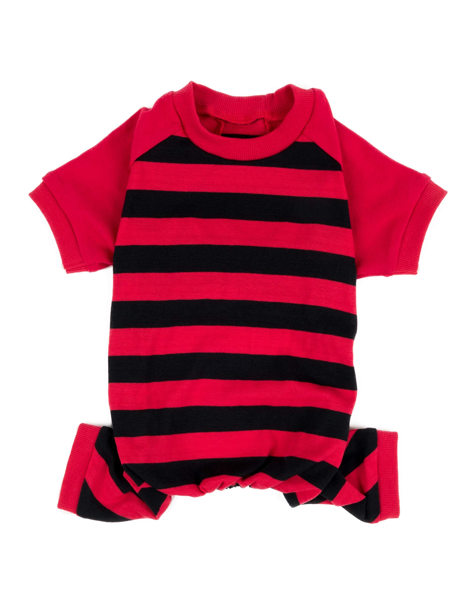 Leveret Matching Dog Pajamas Christmas Pjs 100% Cotton Red/Black Stripes Size X-Large
