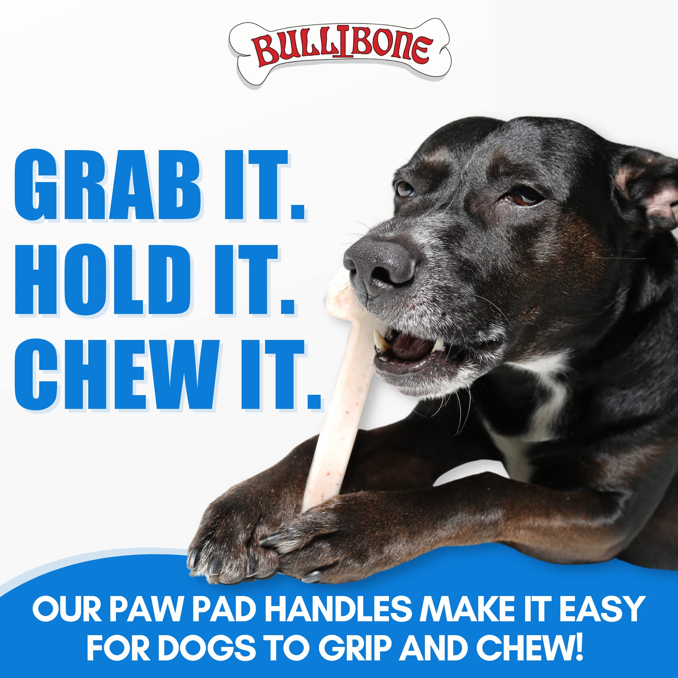 Bullibone Nylon Dog Chew Toy Nylon Bone - Improves Dental Hygiene, Easy to Grip Bottom, and Permeated with Flavor (Bacon, Large