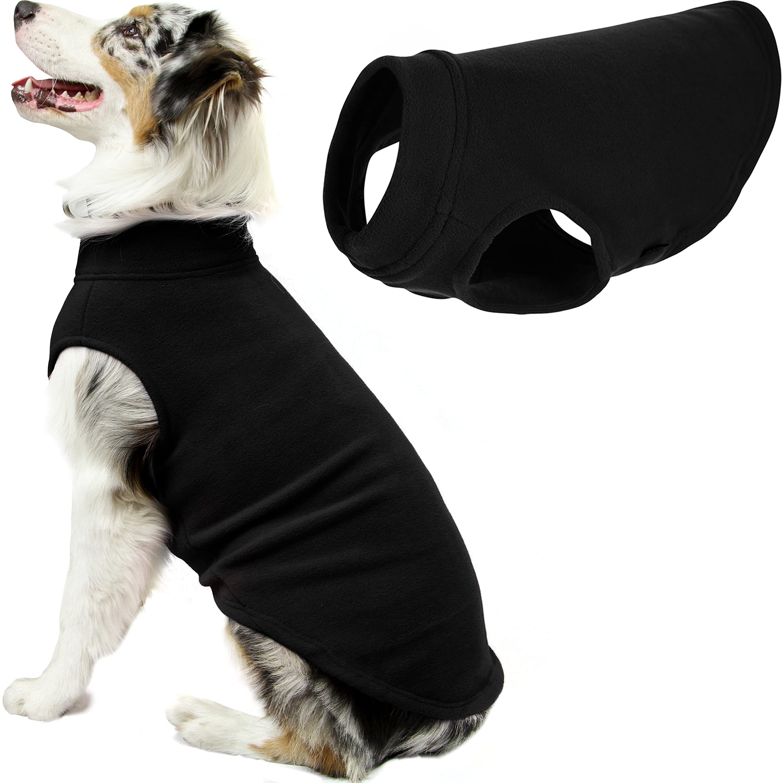 Gooby Stretch Fleece Vest Dog Sweater - Warm Pullover Fleece Dog Jacket - Winter Dog Clothes For Small Dogs, Large Dogs, Boy Or Girl - Soft, Super Stretchy Fleece Vest Dog Sweater - Black, 6X-Large