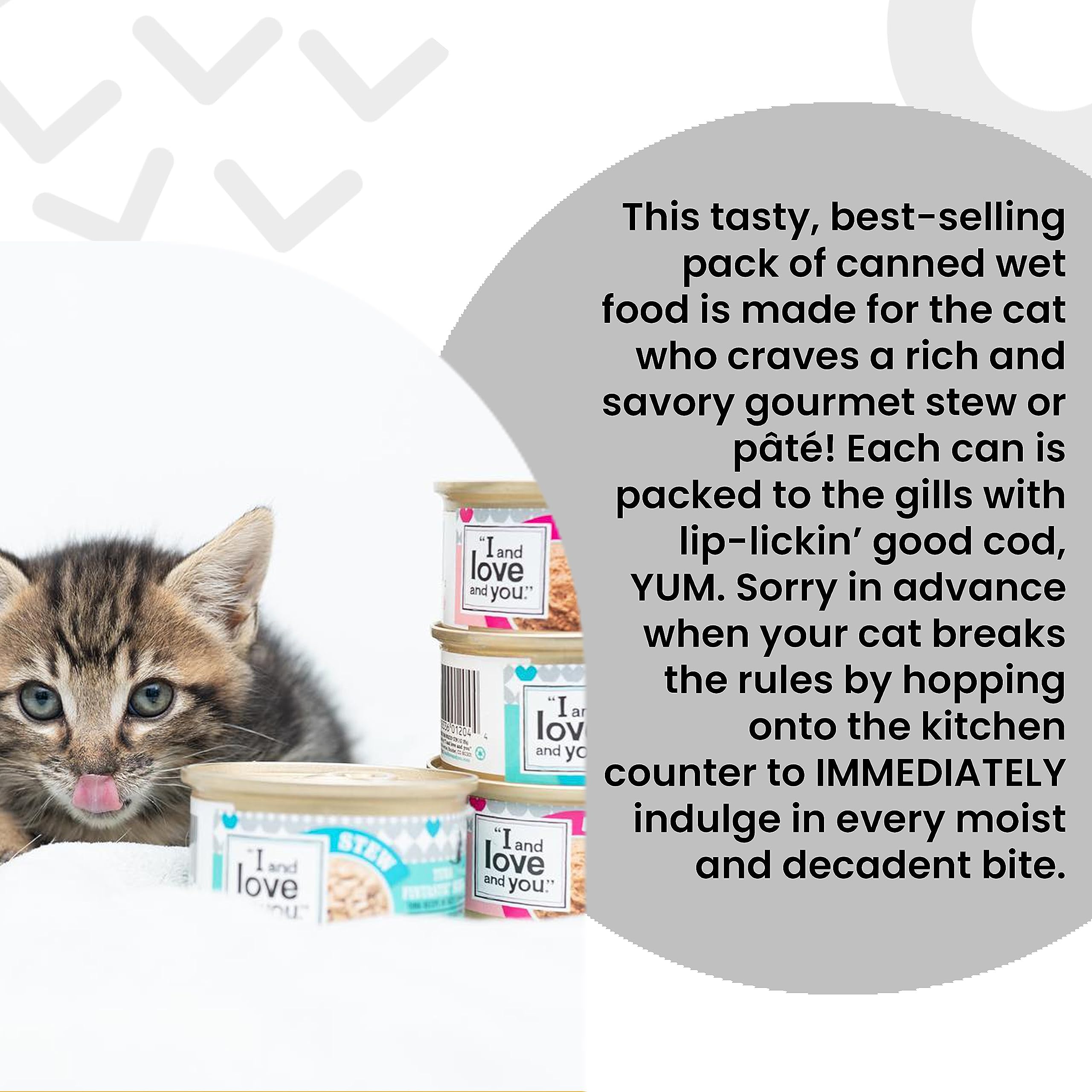 I and Love and You Wet Cat Food, Oh My Cod Pâté, Grain Free, Filler Free, 3oz Pack of 4 Cans