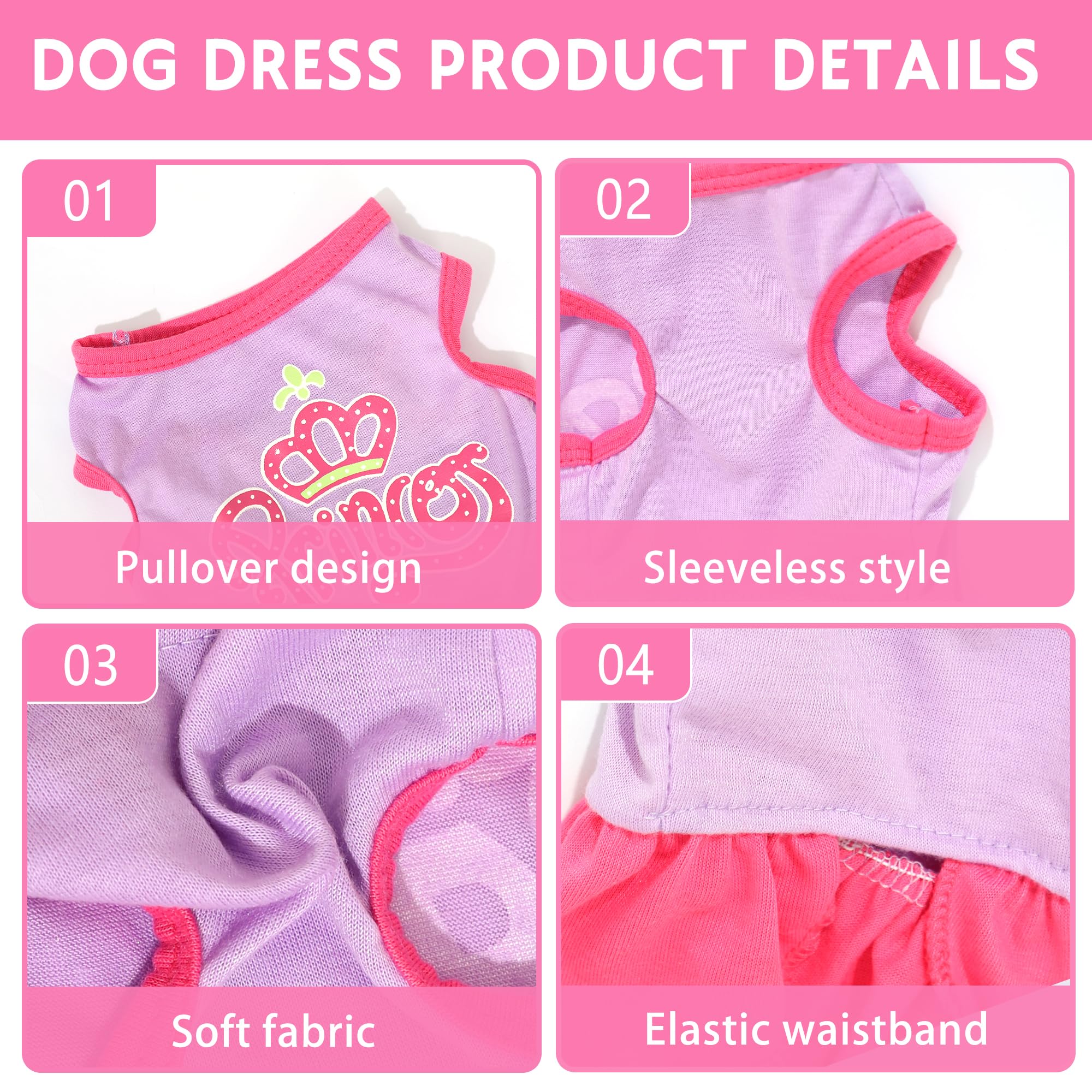 2 Pieces Dog Dress Cute Princess Love Pattern Spring Summer Pet Shirts Dresses Female Puppy Clothes For Small Dogs Girl Cats Out