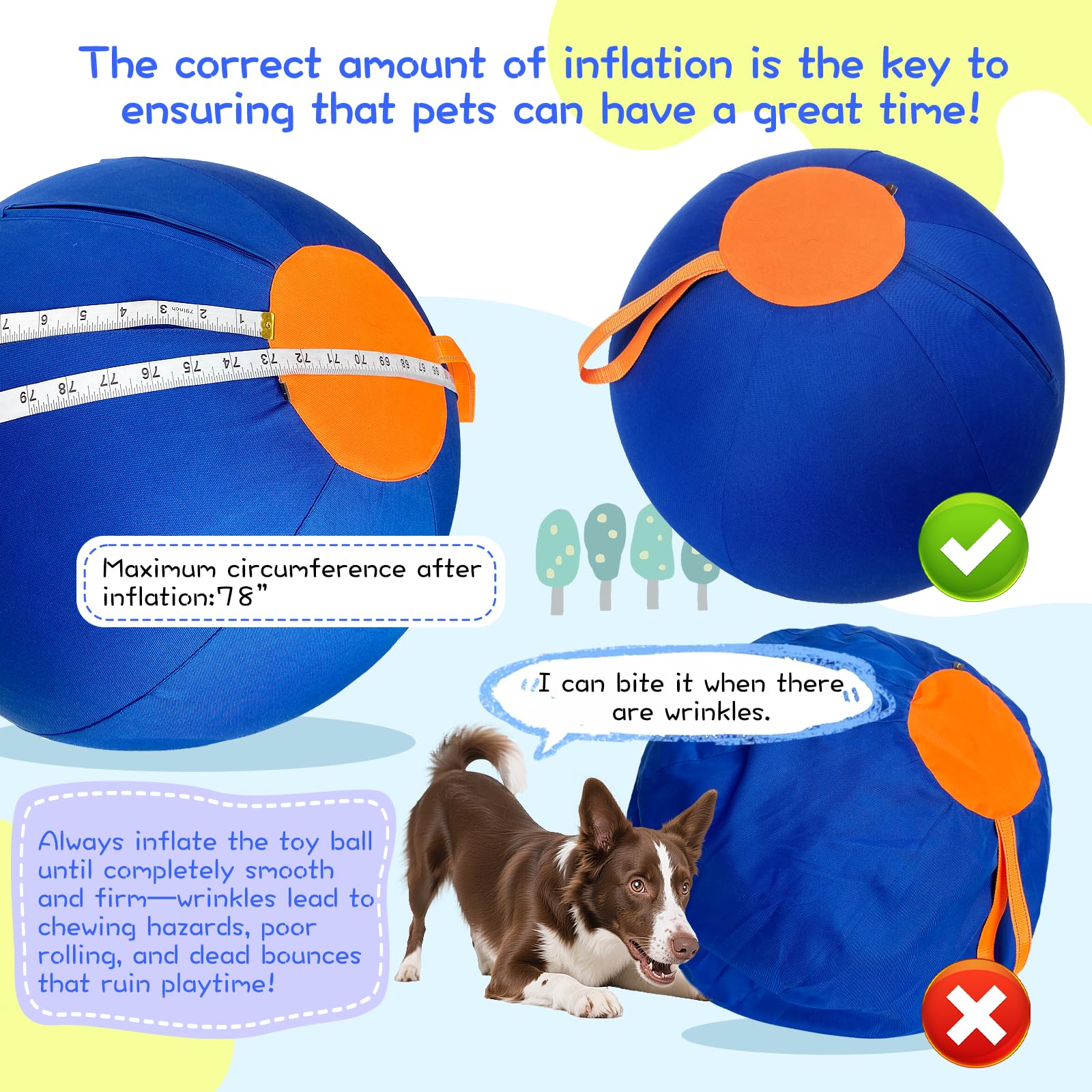 25 Herding Ball for Dogs - Durable Horse Ball Style Dog Toy with Cover - Dog Herding Toy for Outdoor Play, Training & Exercise -