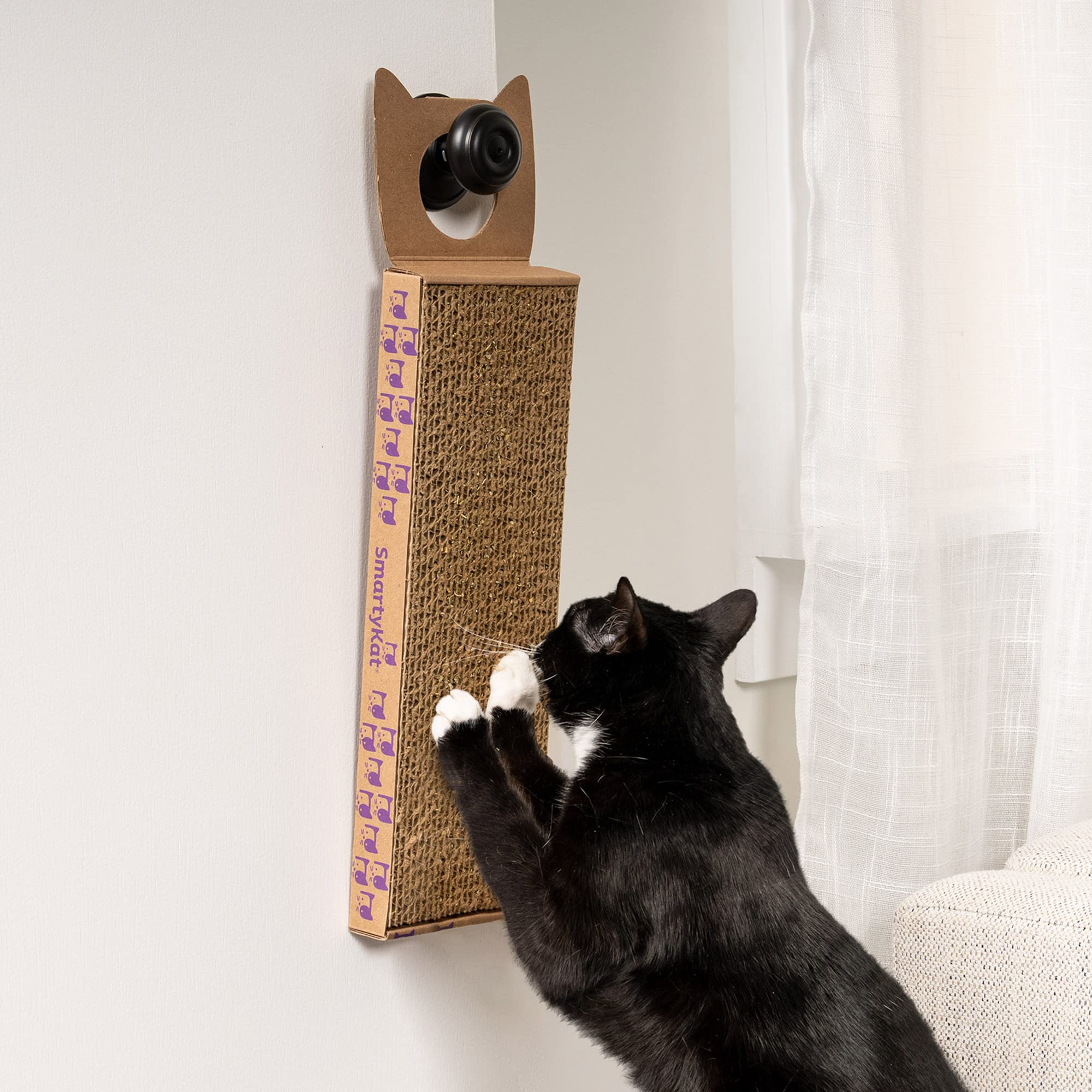 Smartykat Scratch Up Corrugated Hanging Cat Scratcher, Catnip Infusion Technology - Brown, Single Wide