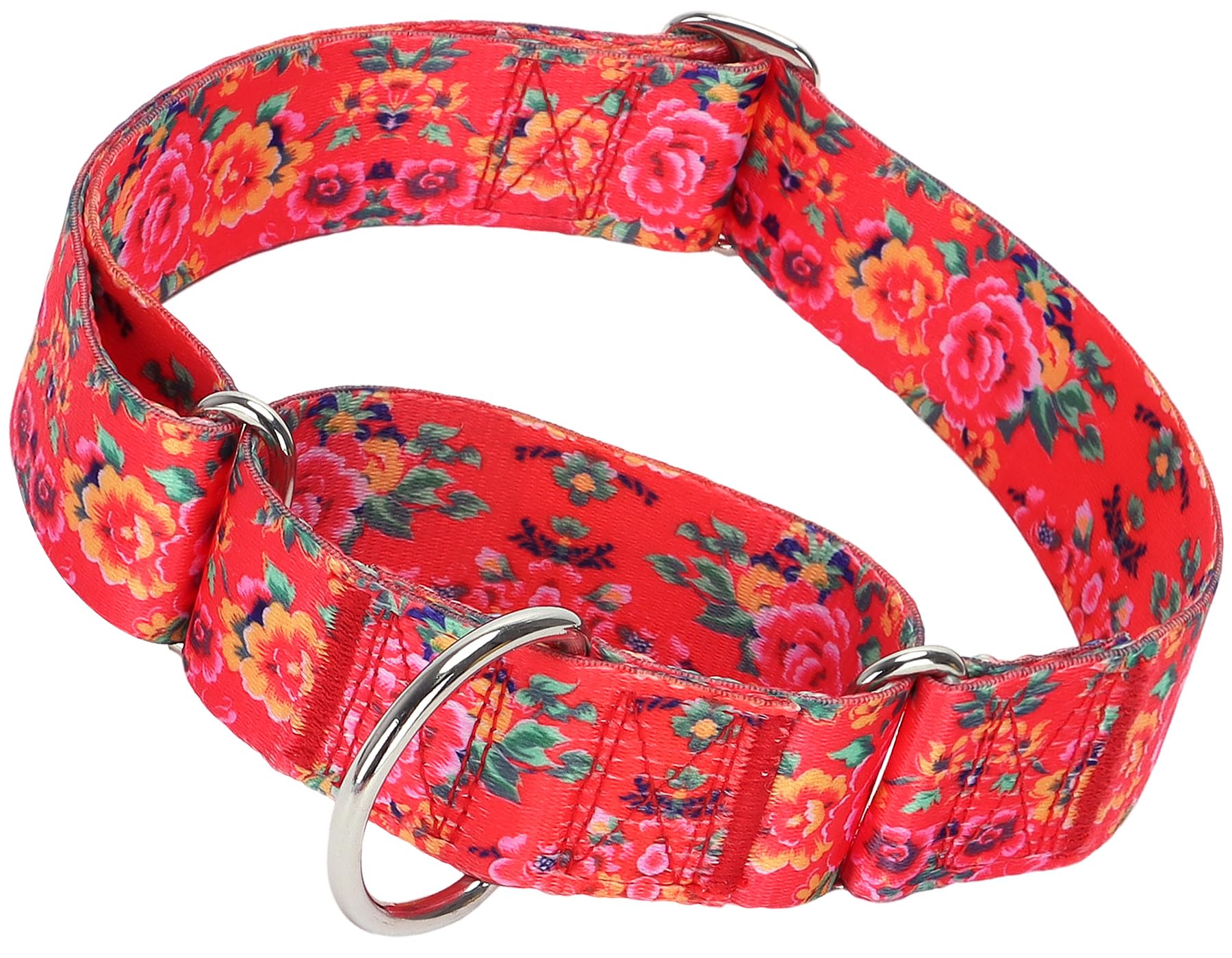 Martingale Collar For Dogs 1.5 Inch Wide,Red Floral No Pull Heavy Duty Dog Collar For Medium Large Extra Large Dogs Xl