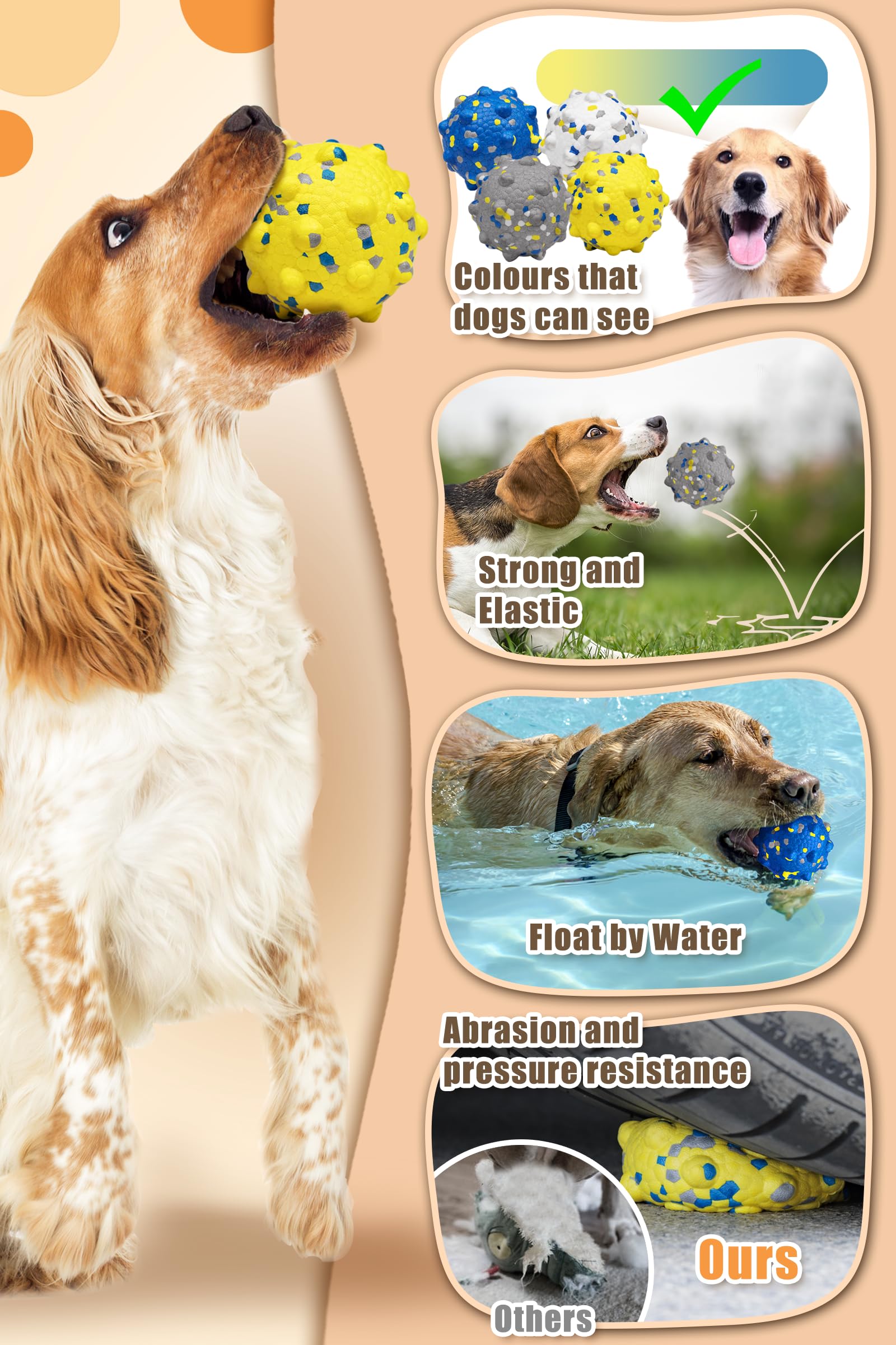 Moonorange Dog Tennis Balls For Aggressive Chewers, Indestructible Durable Bouncy Interactive Toy For Dogs Fetch Game Lightweigh