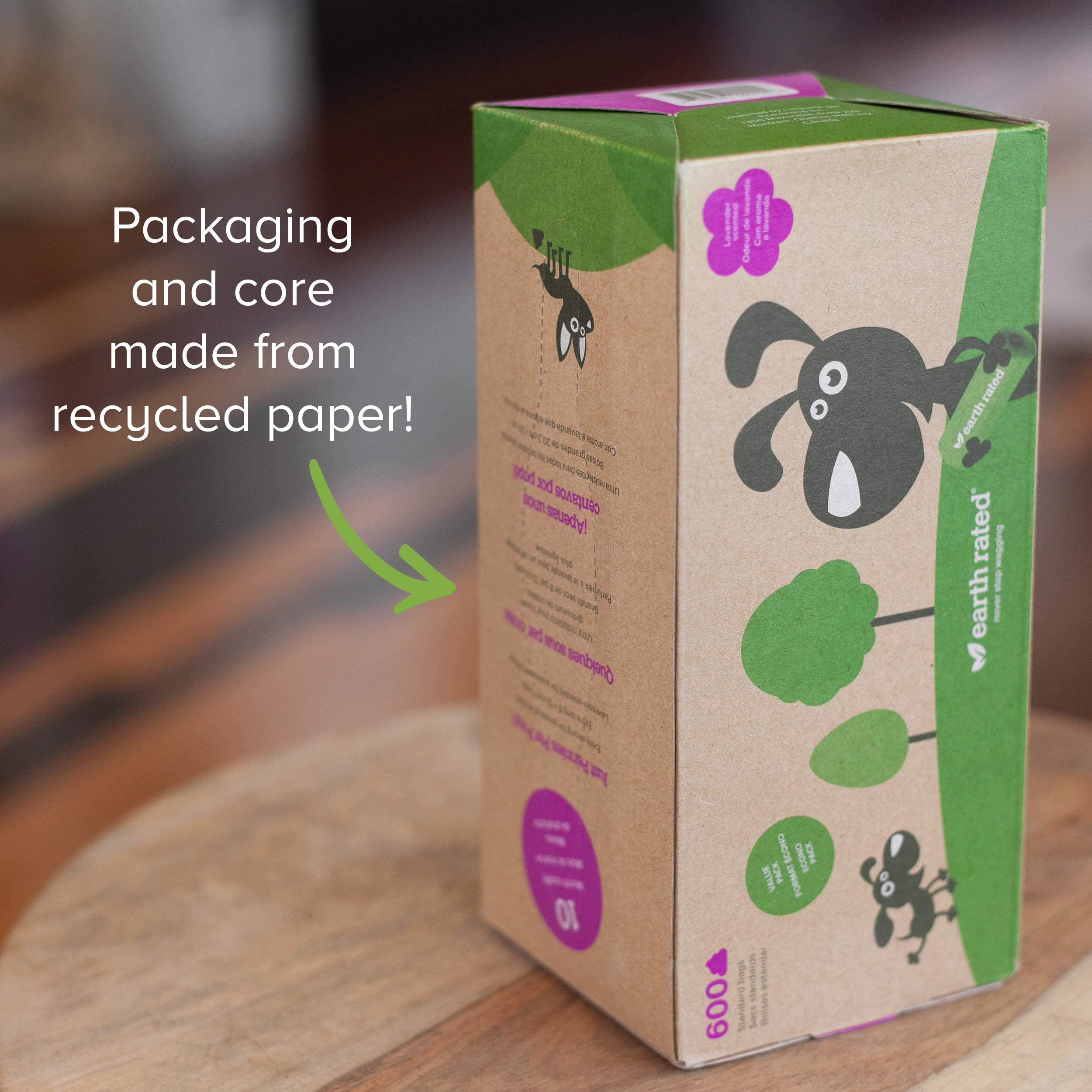Earth Rated Dog Poop Bags, Thick Grab And Go Bulk Single Roll, Ideal For Backyard Pickups, Lavender Scented, 600 Bags