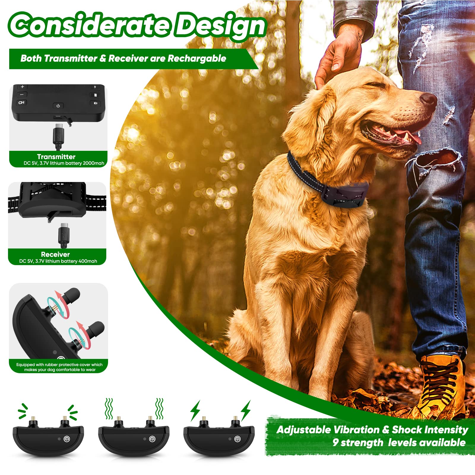 Bhcey Wireless Dog Fence, 2024 Electric Fence For 2 Dogs Shocks Training Collar Remote 2-In-1,Wireless Pet Containment System With Adjustable Vibration & Shock Training Collar For All Dogs