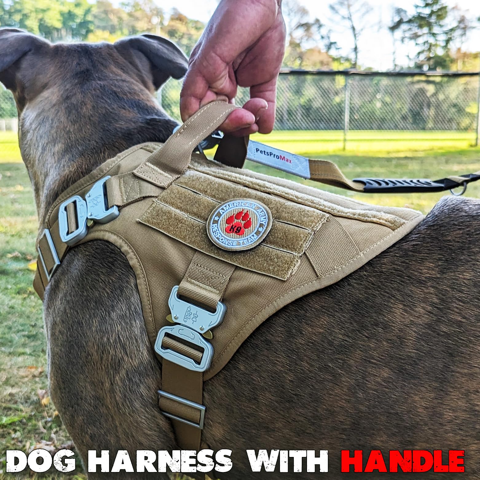 Pink Tactical Dog Harness With 4 Metal Buckles; Waterproof, Military Grade Dogs Vest; No-Pulls But Does Not Choke Neck; Heavy-Du