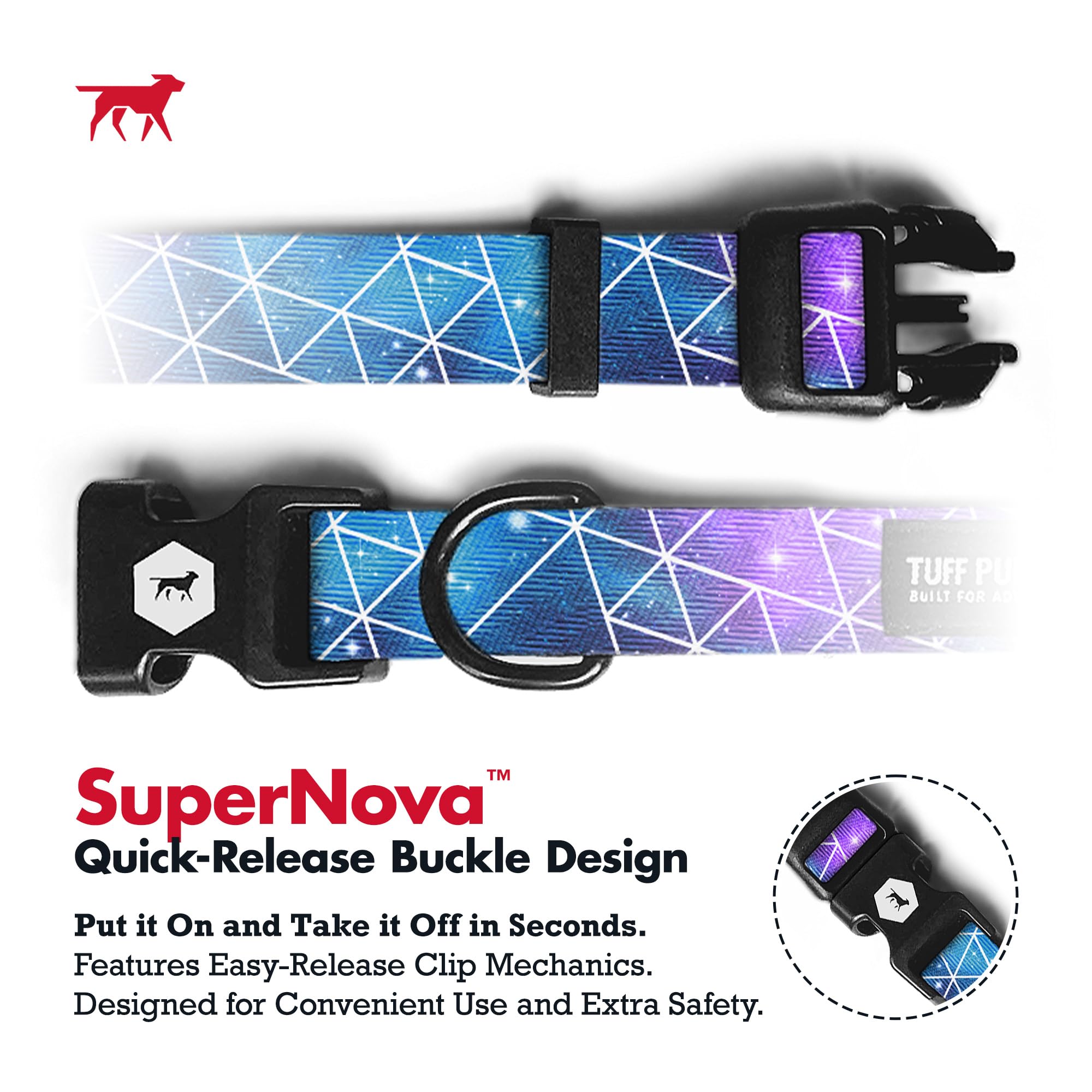 Tuff Pupper Premium Adjustable Dog Collar for Small Dogs, Stylish Pattern Collars Designed in USA, Quick Release Buckle, Superno