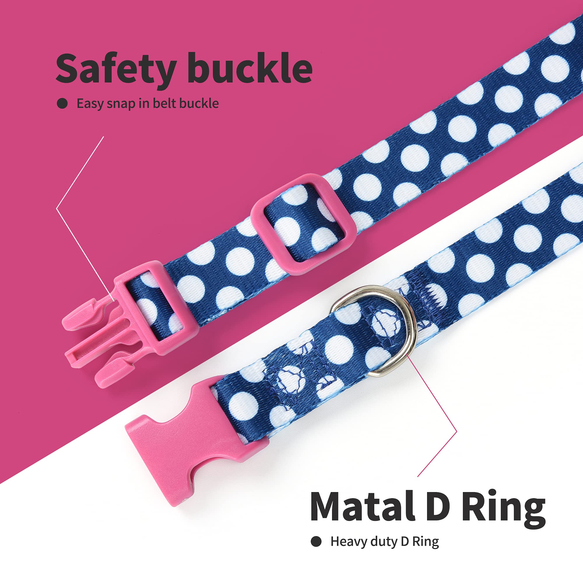 Mile High Life Dog Collar | Cute Puppy Collars | Lightweight Girl Dog Collar | Soft Boy Dog Collars | W Geometric Plaid Wave Line Pattern (Blue/White, Small)