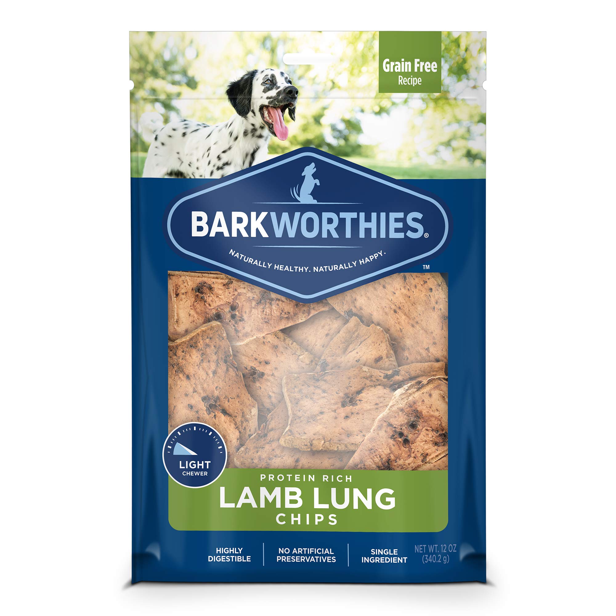 Barkworthies Lamb Lung Chips - 12 oz (Pack of 1) - All-Natural, Highly Digestible, Promotes Dental Health