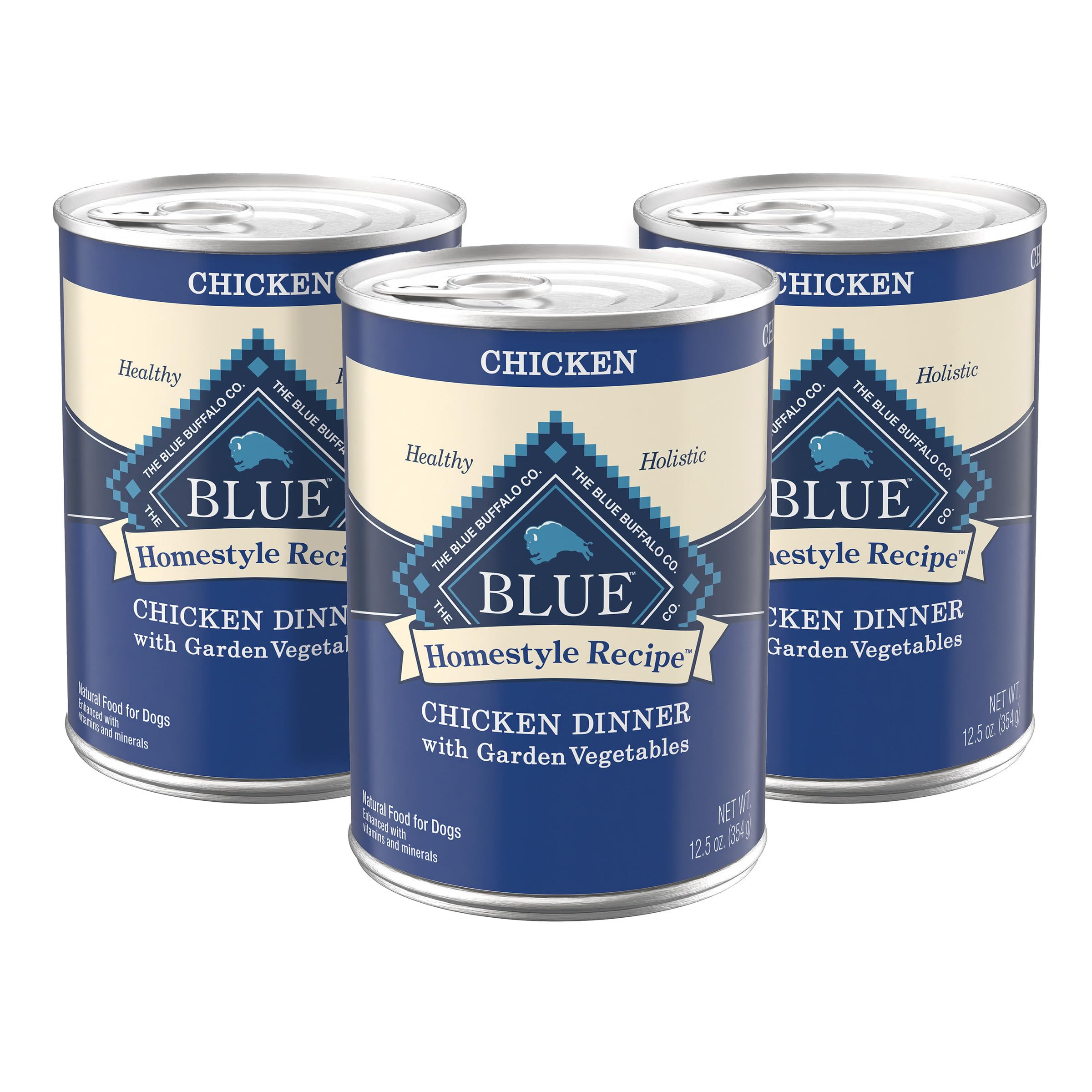Blue Buffalo Homestyle Recipe Chicken Dinner with Garden Vegetables Wet Dog Food for Adult Dogs, Chicken Recipe, 12.5 oz. Cans, 