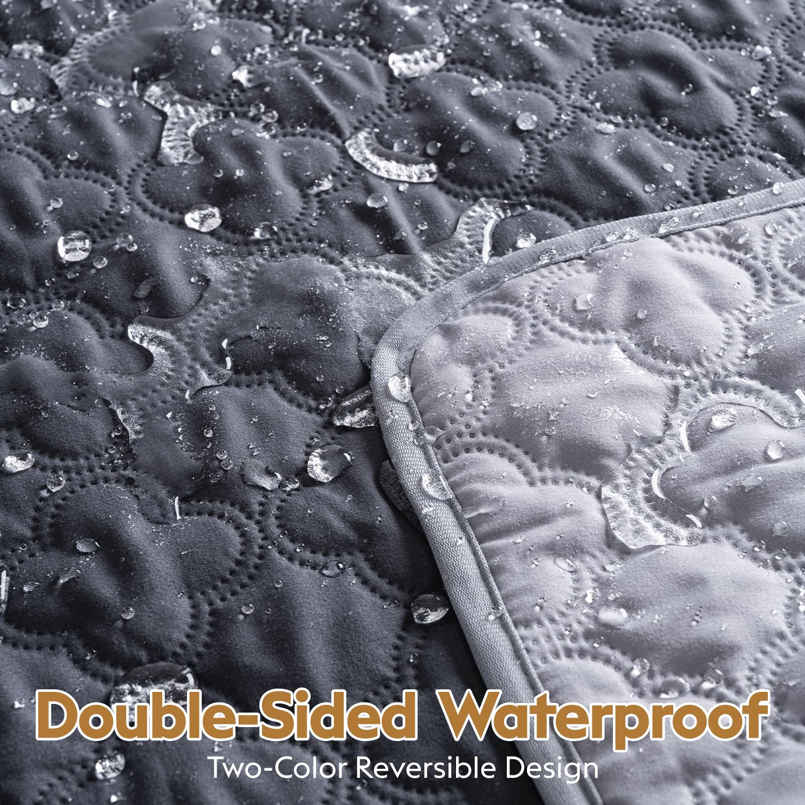 Funfurry 100% Double-Sided Waterproof Blanket, Couch Cover For Dogs Washable, Reversible Dog Bed Cover. (Dark&Light Grey, 52 X 8