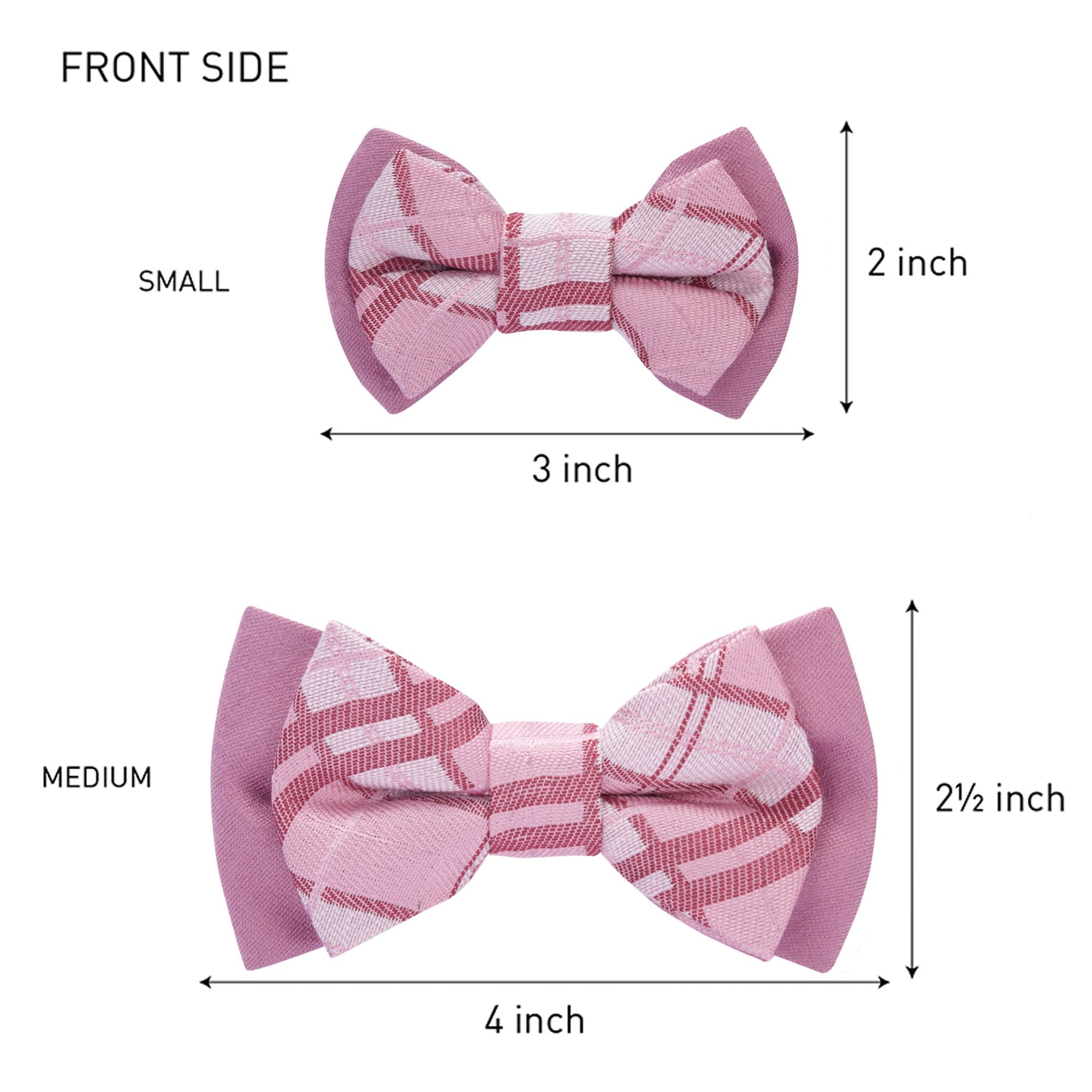 Blueberry Pet Gift Box with Pack of 2 Handmade Dog Cat Bow Tie, Scottish Plaid Tartan Style Bowtie Set in Baby Pink & Blue, 4 *