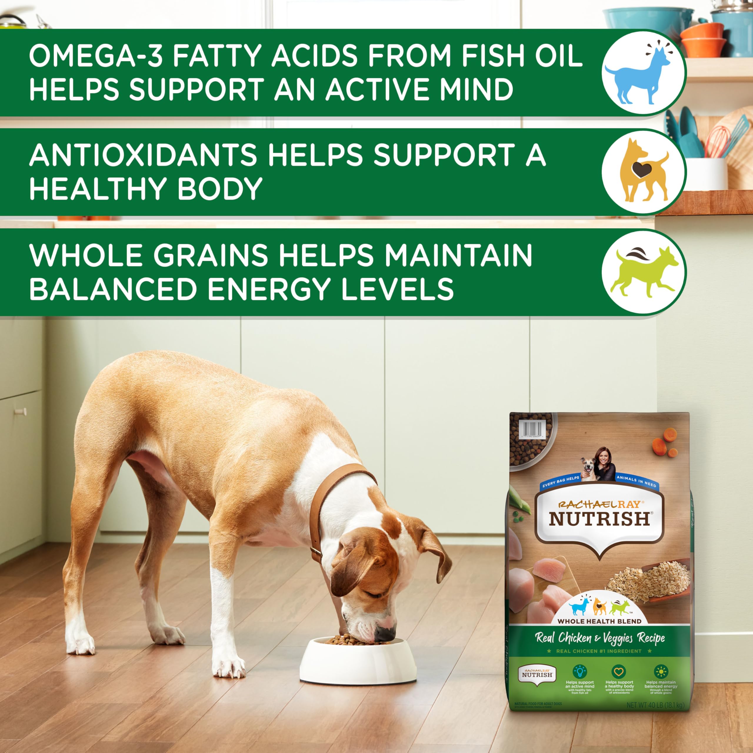 Nutrish Real Chicken & Veggies Recipe Whole Health Blend Dry Dog Food, 6 lb. Bag, Packaging May Vary (Rachael Ray)