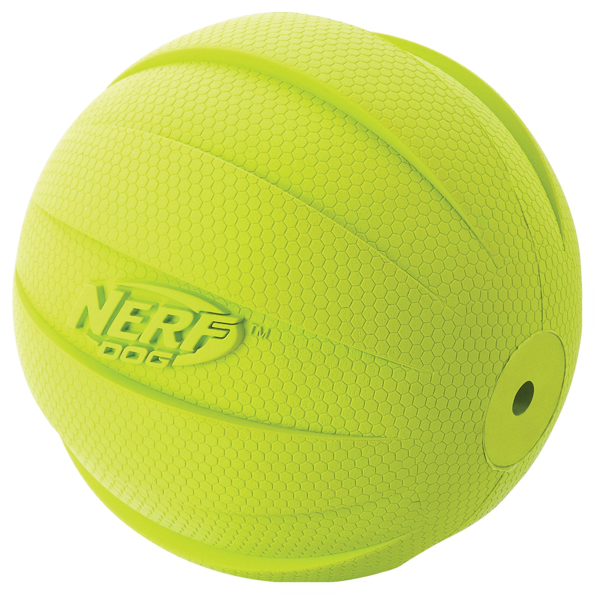 Nerf Dog Rubber Ball Dog Toy With Squeaker, Lightweight, Durable And Water Resistant, 4 Inch Diameter For Medium/Large Breeds, Single Unit, Green