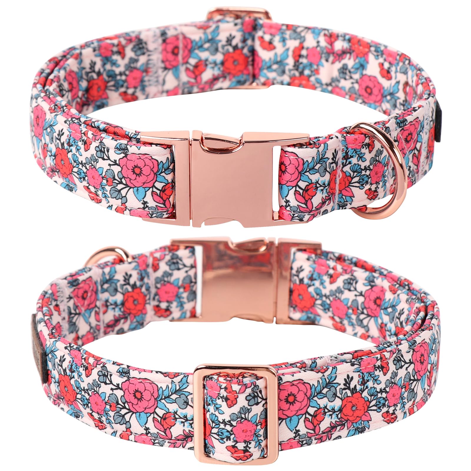 Lionet Paws Pink Flower Dog Collar, Cute Spring Dog Collar For Girl For Medium Dogs, Adjustable Cotton Flower Pet Collars For Sm