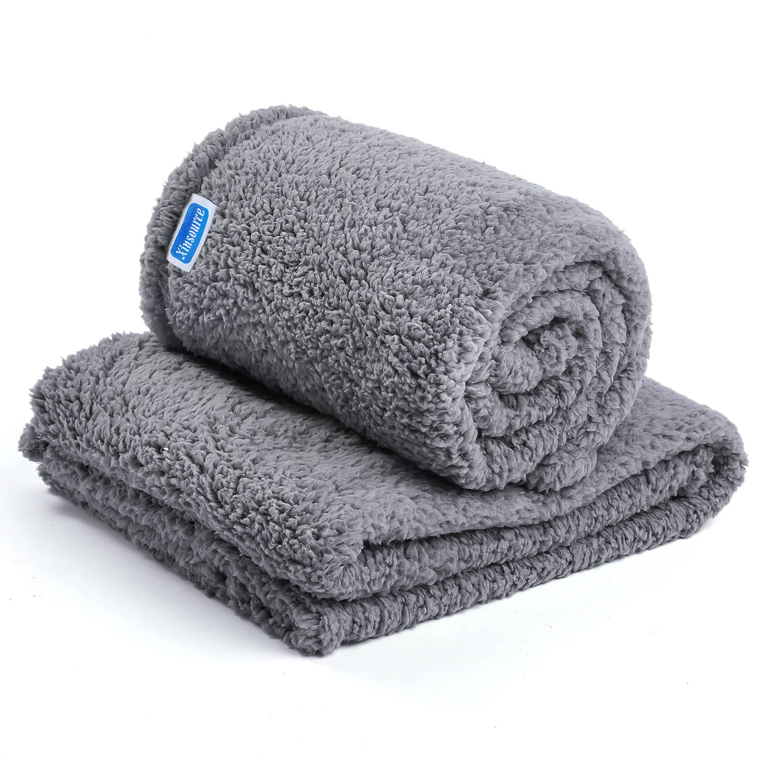 Xinsource 2 Pack Dog Blanket For Medium Size Dogs & Cats Soft Sherpa Fleece Pet Blanket Throw For Sofa, Couch Thick Durable Pet 