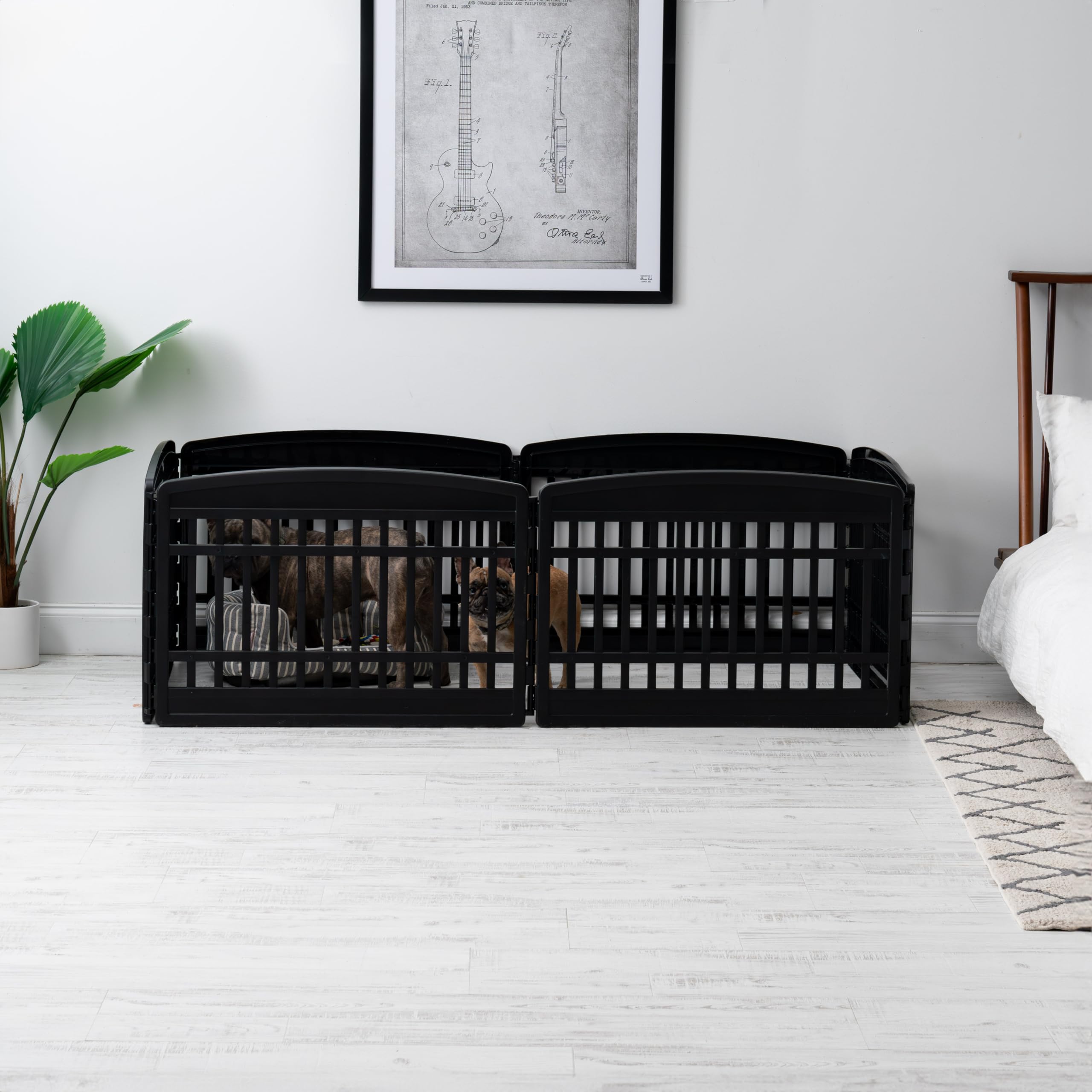 Iris Usa Dog Playpen, 6-Panel 24' Pet Playpen, Puppy Playpen, Indoor/Outdoor Dog Pen, 60 X 60 X 24, Foldable, Customizable, Black