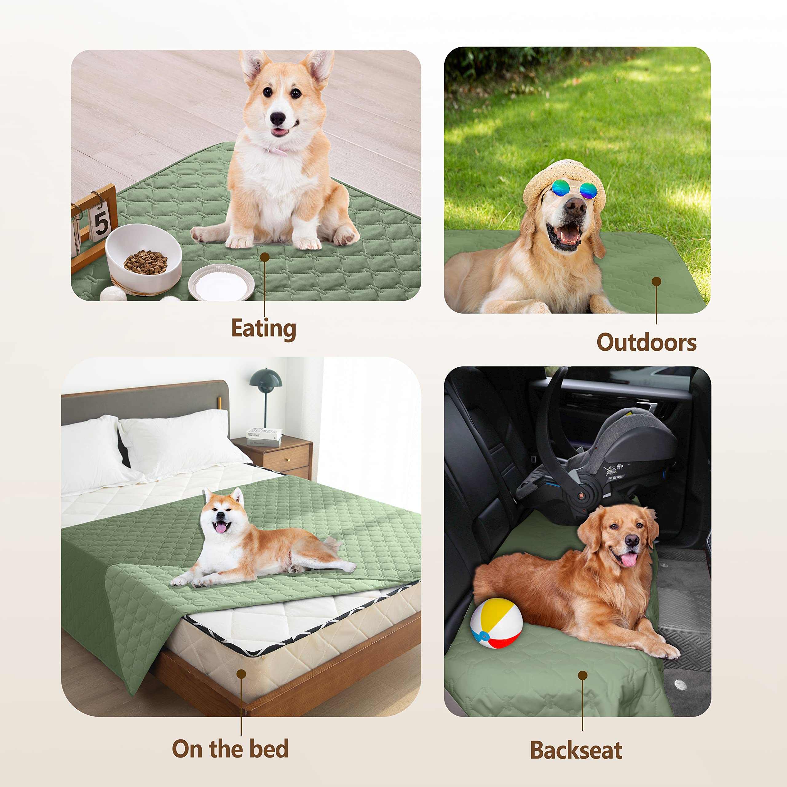 gogobunny 100% Waterproof Dog Bed Cover, Reversible Pet Blanket, 30x70 Inch, Dark Green/Light Green