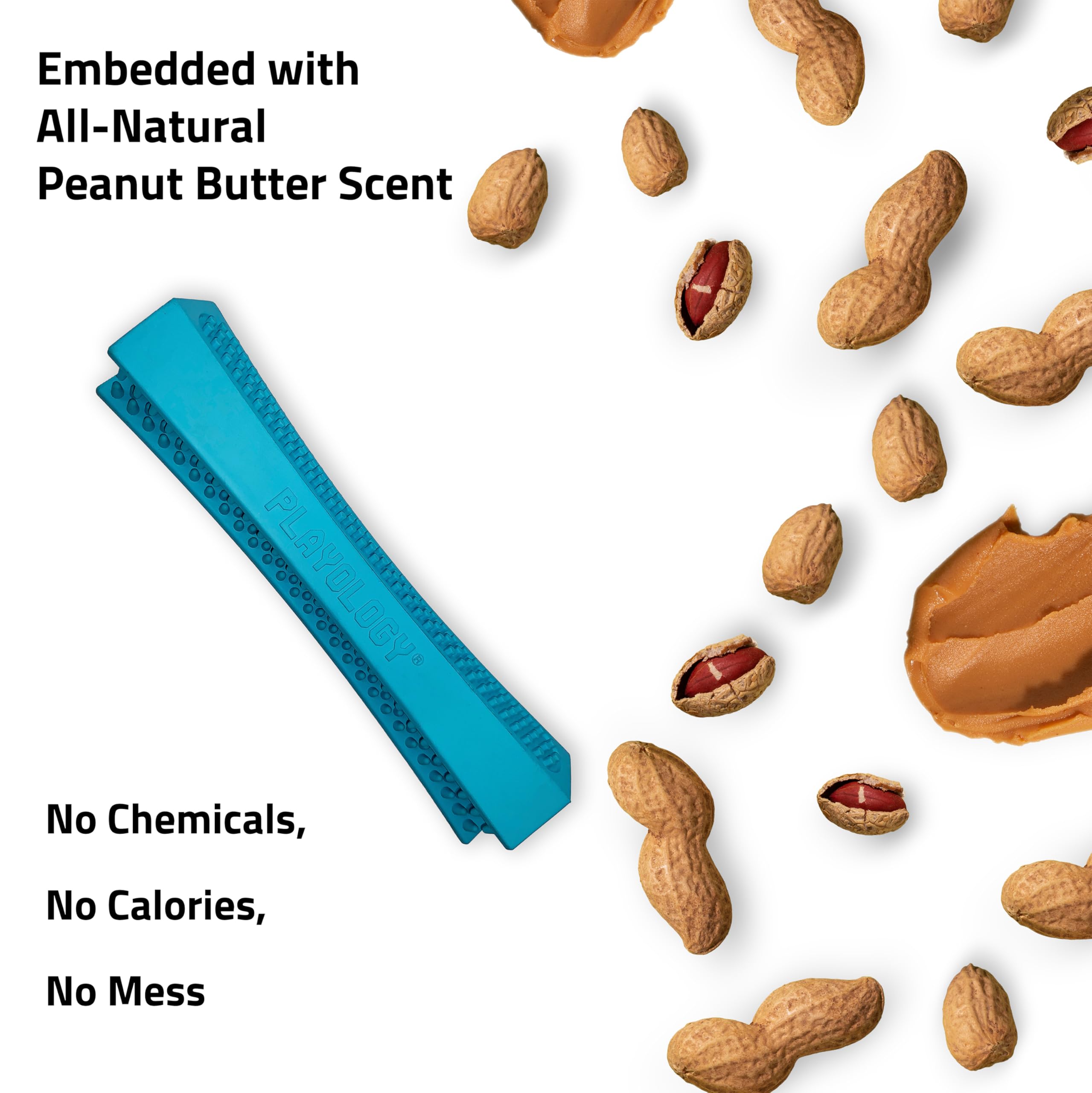 Playology Silver Dental Chew Stick For Large To X-Large Senior Dogs 50Lbs & Up | Engaging All-Natural Peanut Butter Scented Dog