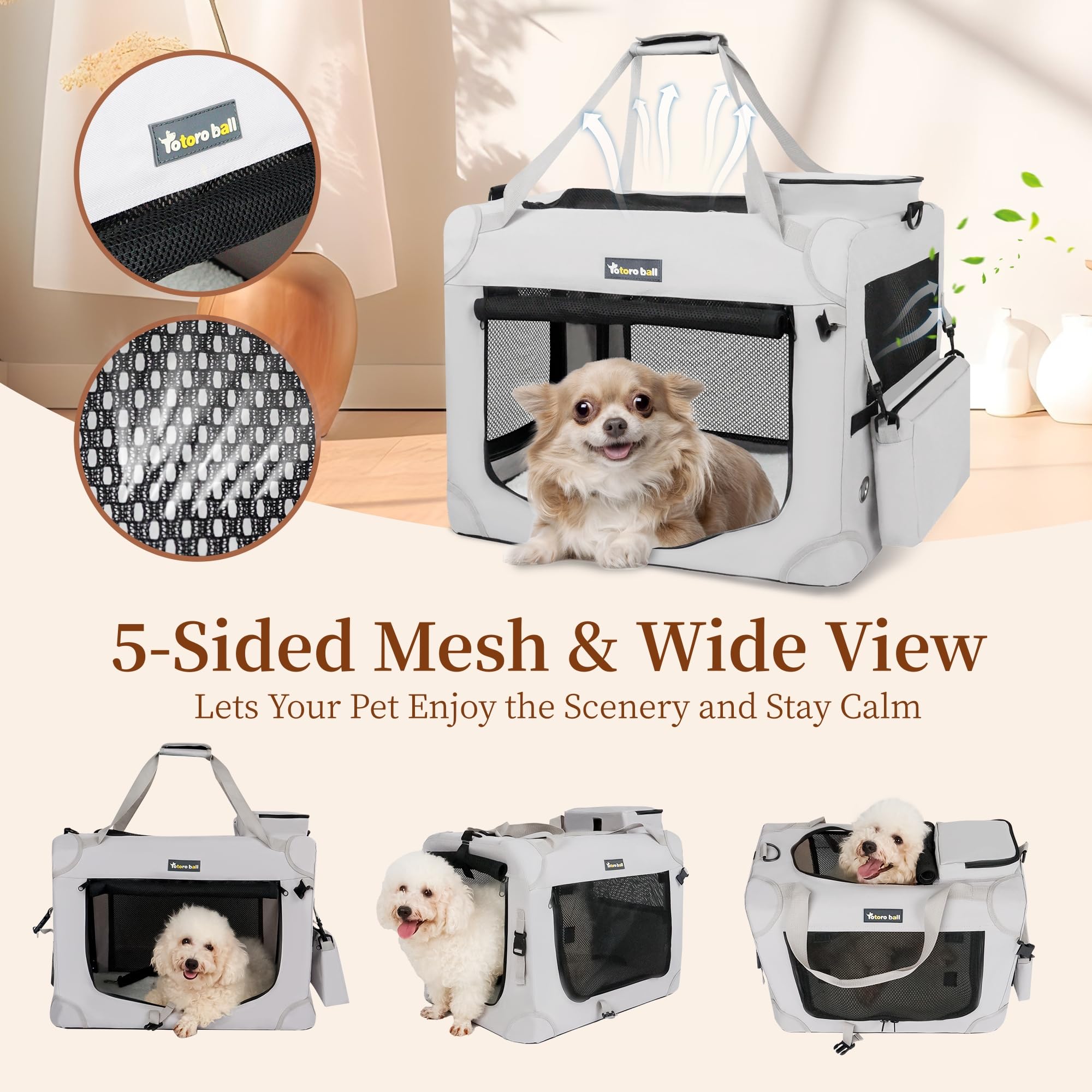 Totoro Ball Large Cat Carrier For Cats Collapsible Soft Pet Xl Crate For Large/Medium Cats 15Lbs+ Car Travel Portable Bag With W