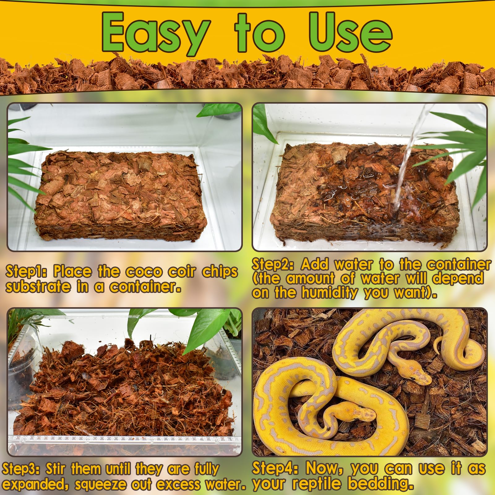Halatool 6Pack Compressed Coconut Chips Brick Natural Coconut Husk For Reptiles Bedding Coco Coir Chips Terrarium Substrate For
