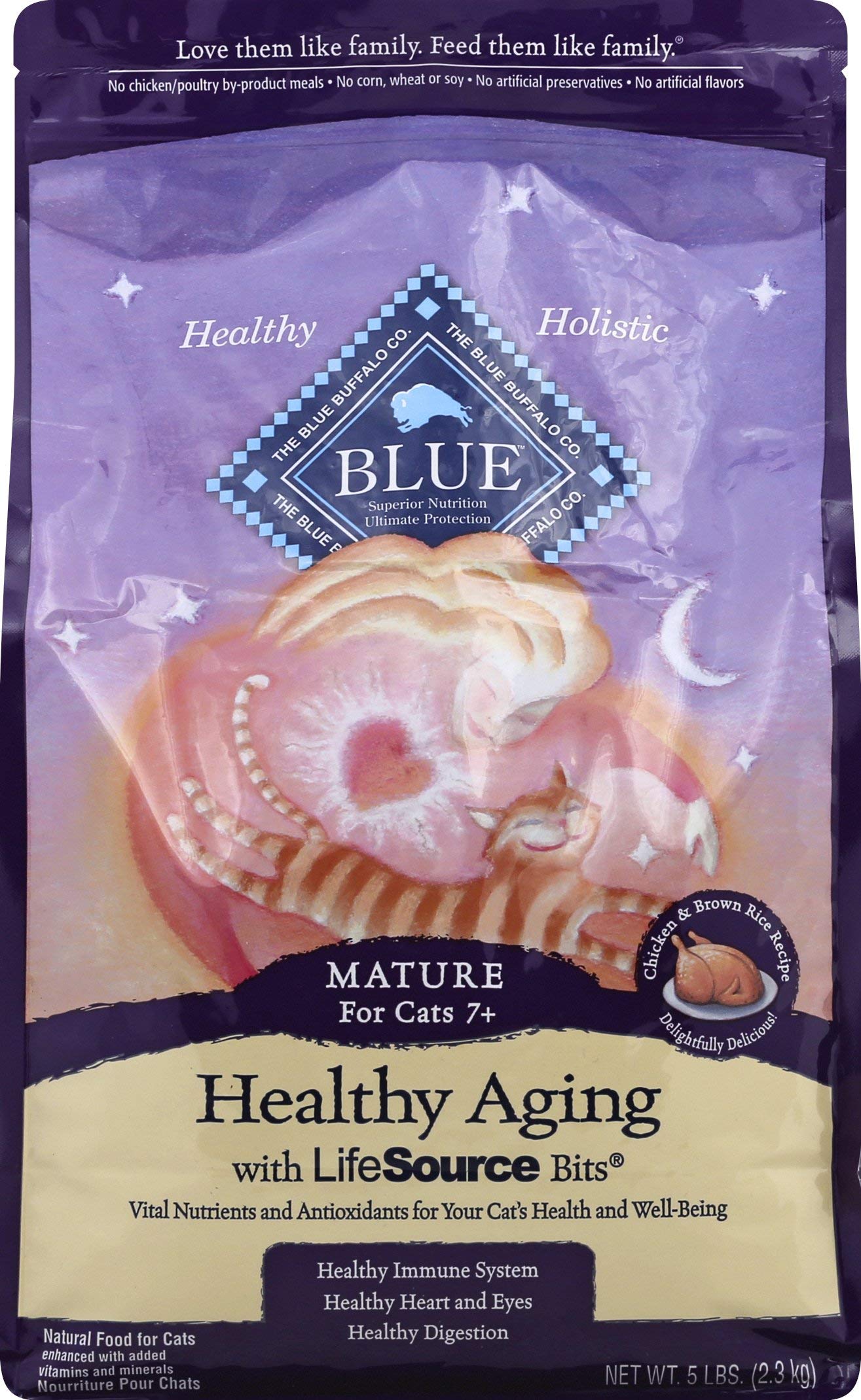 Blue Buffalo Tastefuls Adult 7+ Natural Dry Cat Food, Chicken 5lb Bag