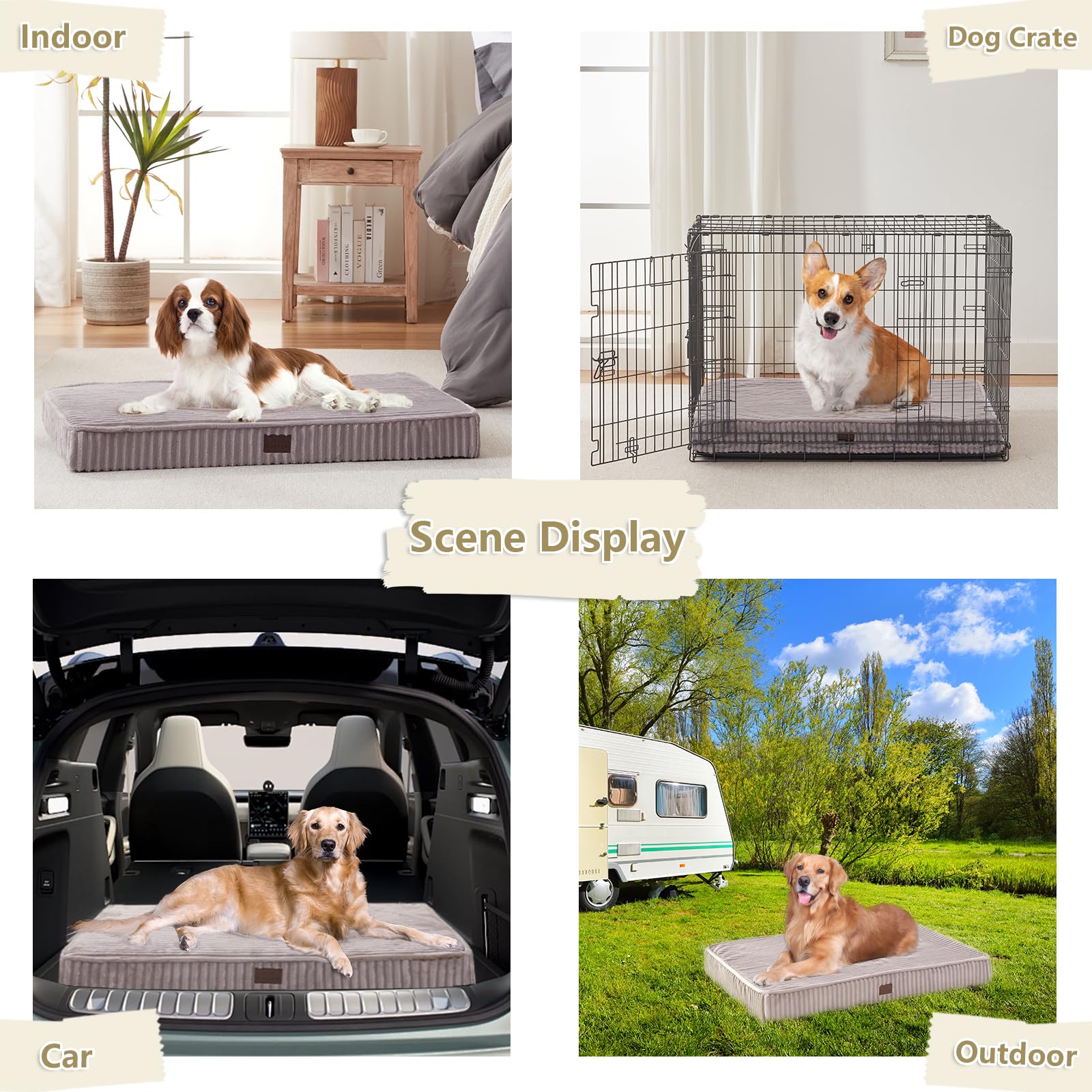 Orthopedic Dog Beds For Xl, Large, Medium, Small Dogs - Soft Plush Washable With Egg Crate Foam, Waterproof With Removable Cover