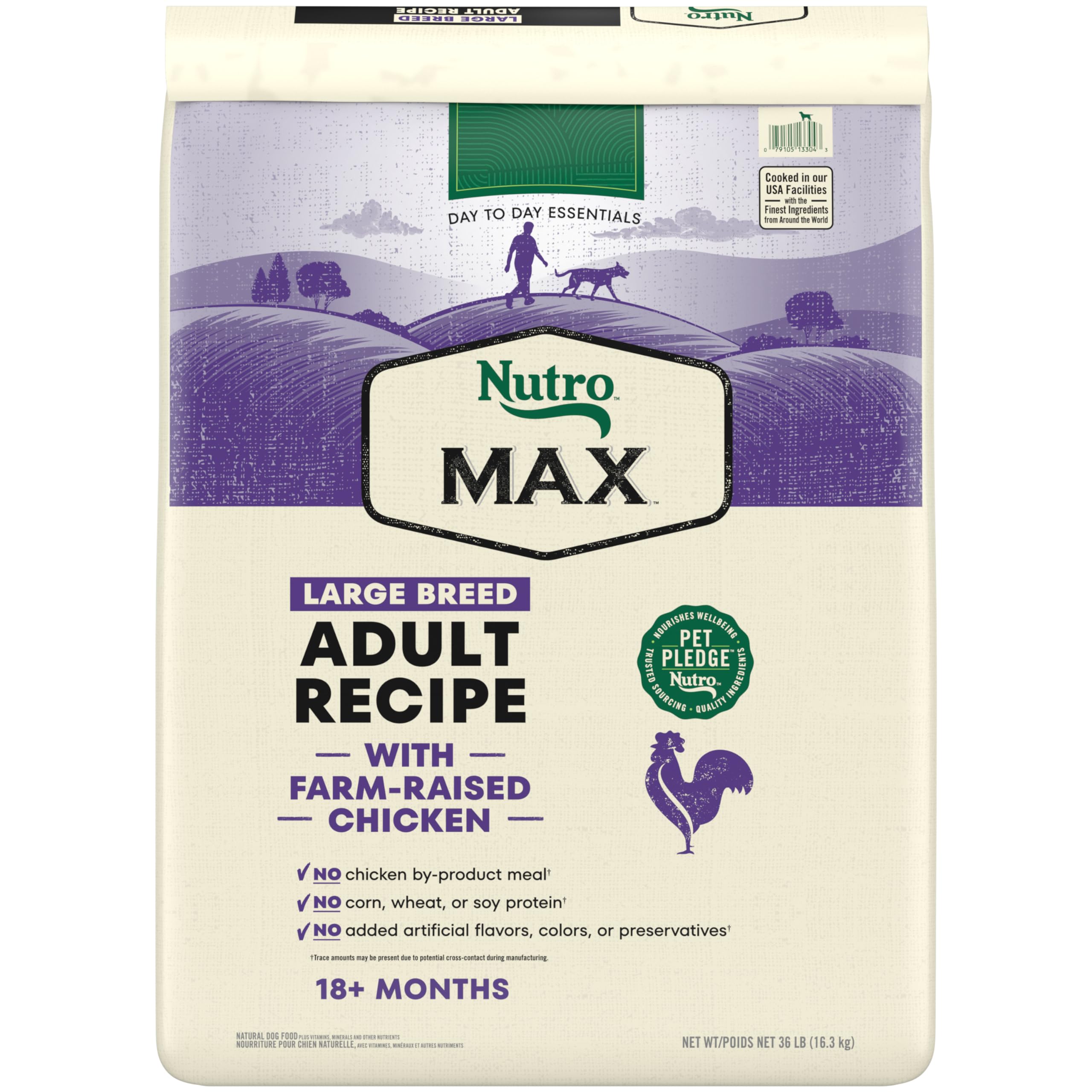 Nutro Max Adult Large Breed Dry Dog Food with Farm-Raised Chicken, 36 lb. Bag