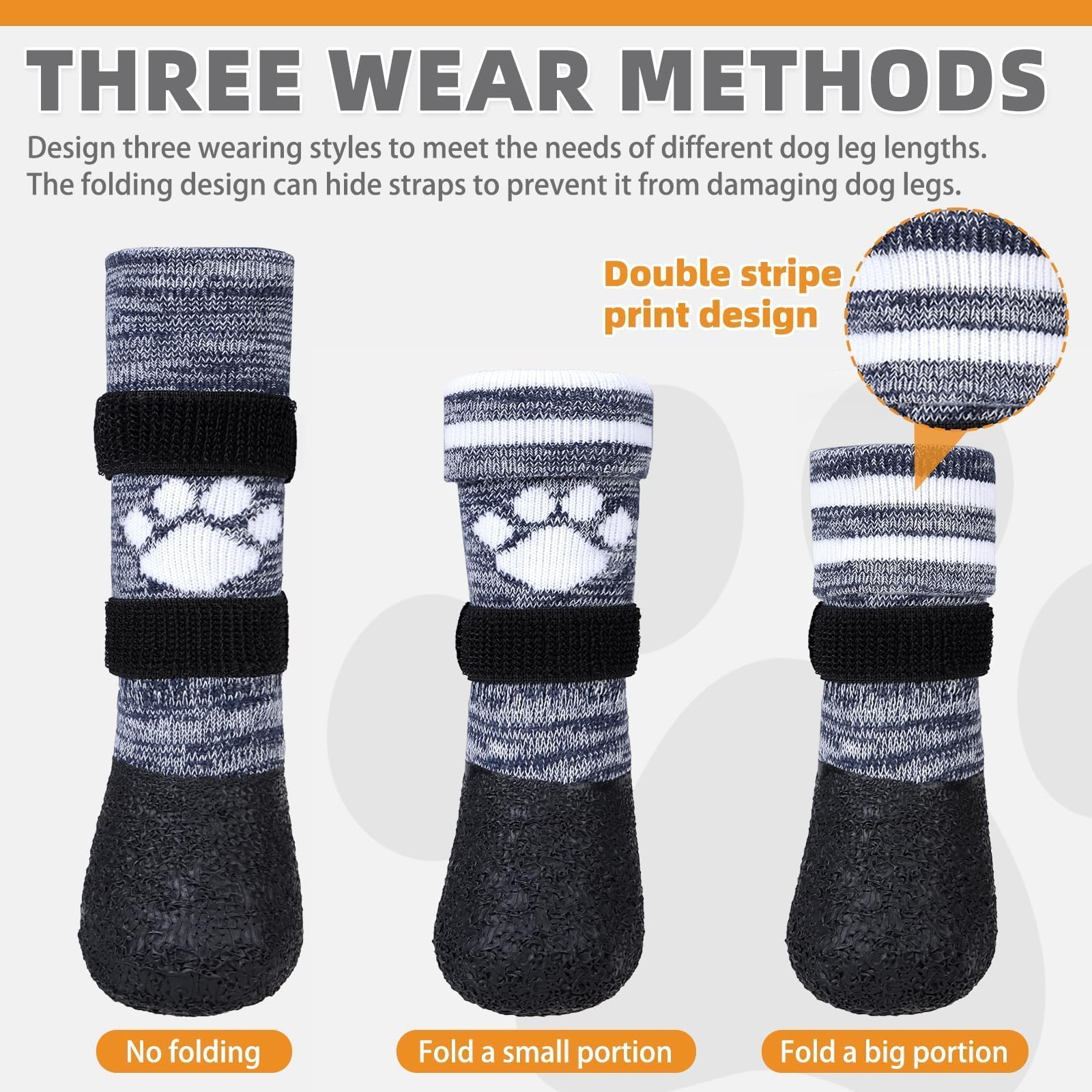 KOOLTAIL Anti Slip Dog Socks to Prevent Licking Paws for Hot/Clod Pavement,Waterproof Long Snow Dog Boots&Paw Protector with Str