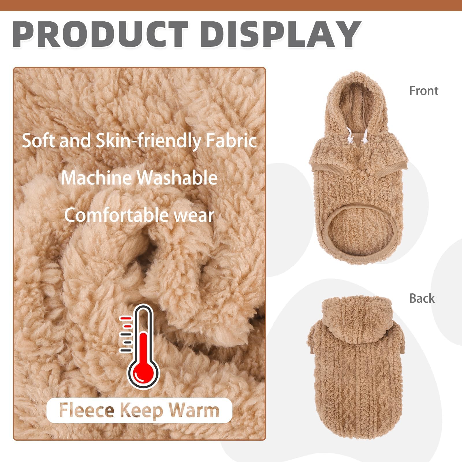 Kooltail Fleece Dog Sweater Hoodie For Small Medium Large Dogs - Super Soft Fall Dog Clothes Sweatshirt With Leash Hole, Warm Wi