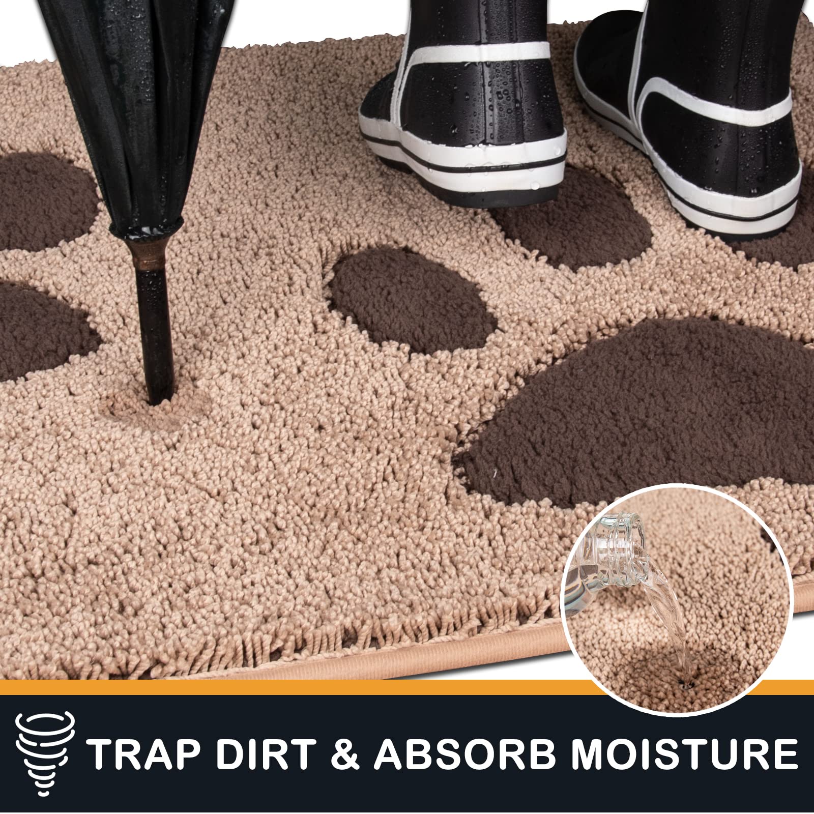Purrugs Dirt Trapper Door Mat 32'' X 70'', Non-Skid/Slip Machine Washable Microfiber Entryway Rug, Dog Doormat, Super Absorbent