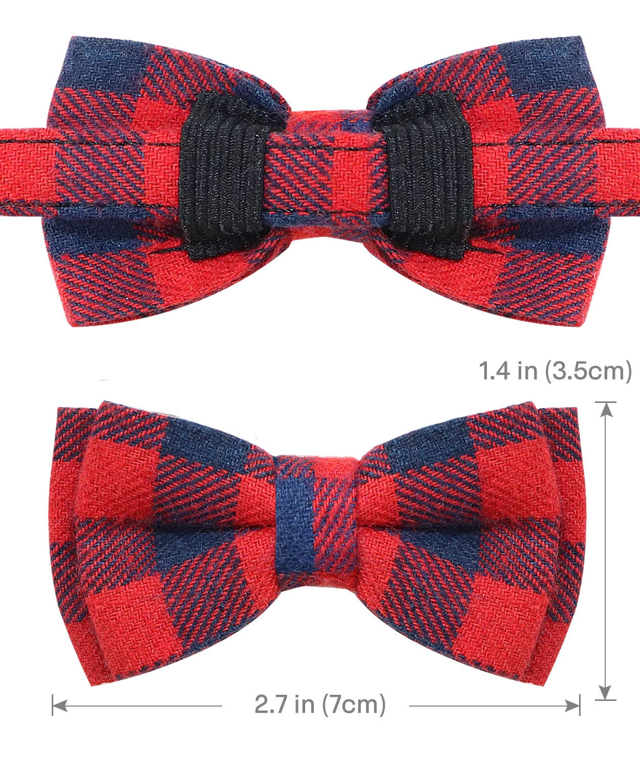Joytale Upgraded Cat Collar With Bells, Breakaway Cat Collars With Bow Tie, 1 Pack Girl Boy Safety Plaid Kitten Collars, Red
